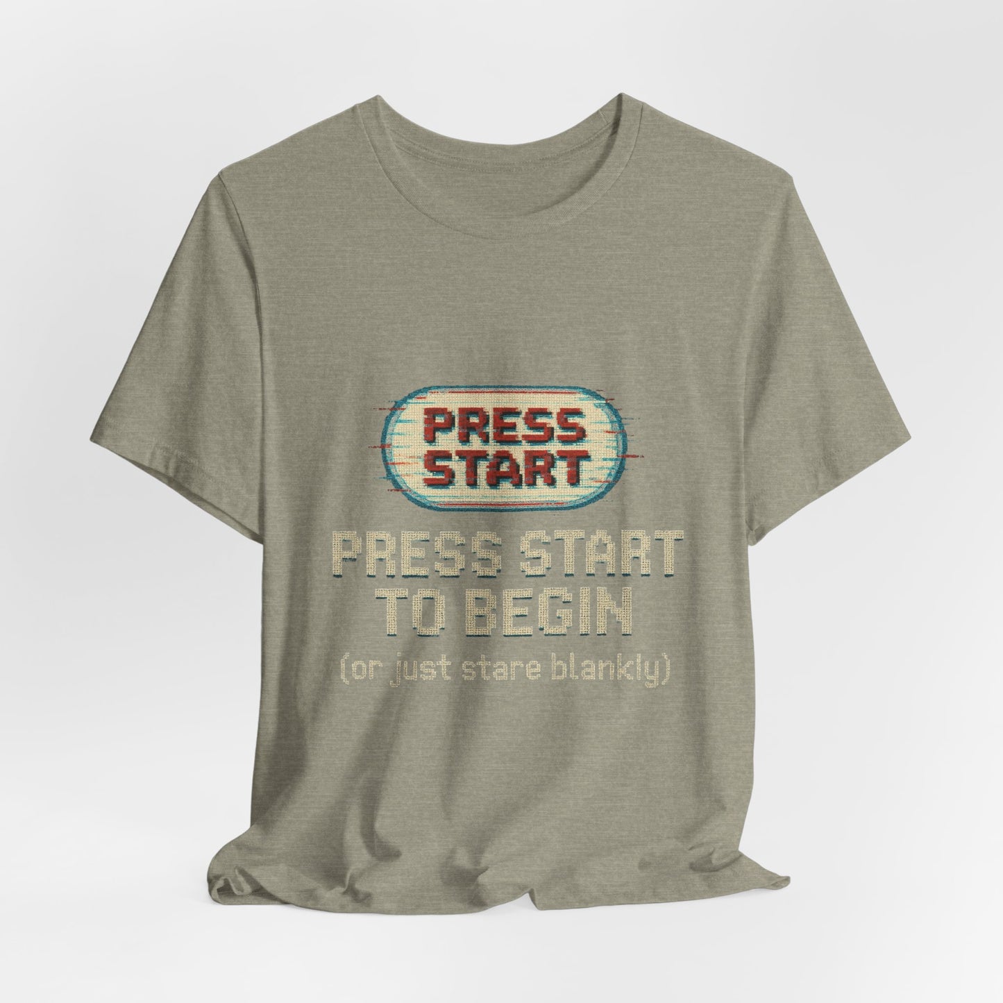 Press Start (or Stare) Unisex Tee, Gamer Shirt, Video Game Gift, Retro Gaming Top, Casual Wear, Fun Graphic T-Shirt