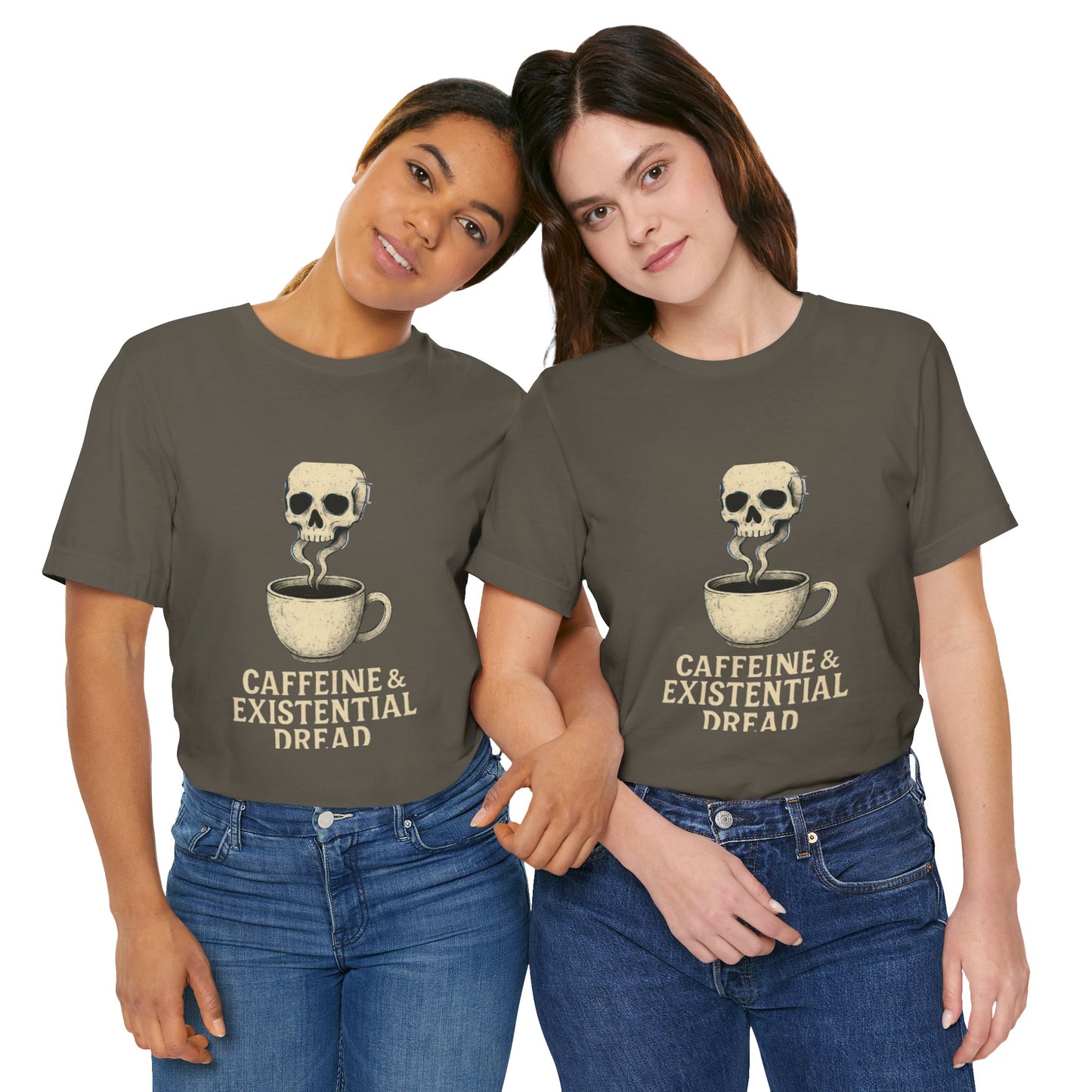 Caffeine & Existential Dread Tee, Unisex T-Shirt for Coffee Lovers, Casual Apparel, Great for Gifting, Perfect for Everyday Wear