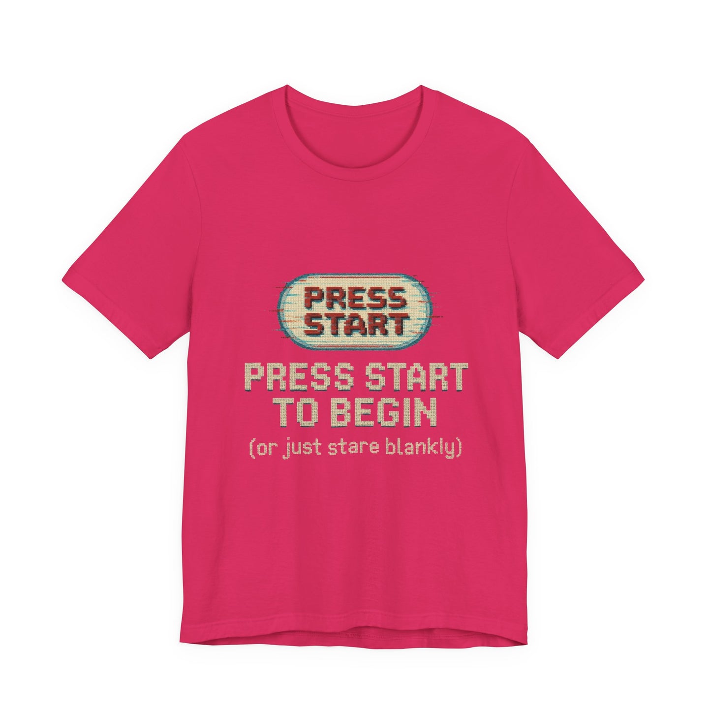 Press Start (or Stare) Unisex Tee, Gamer Shirt, Video Game Gift, Retro Gaming Top, Casual Wear, Fun Graphic T-Shirt