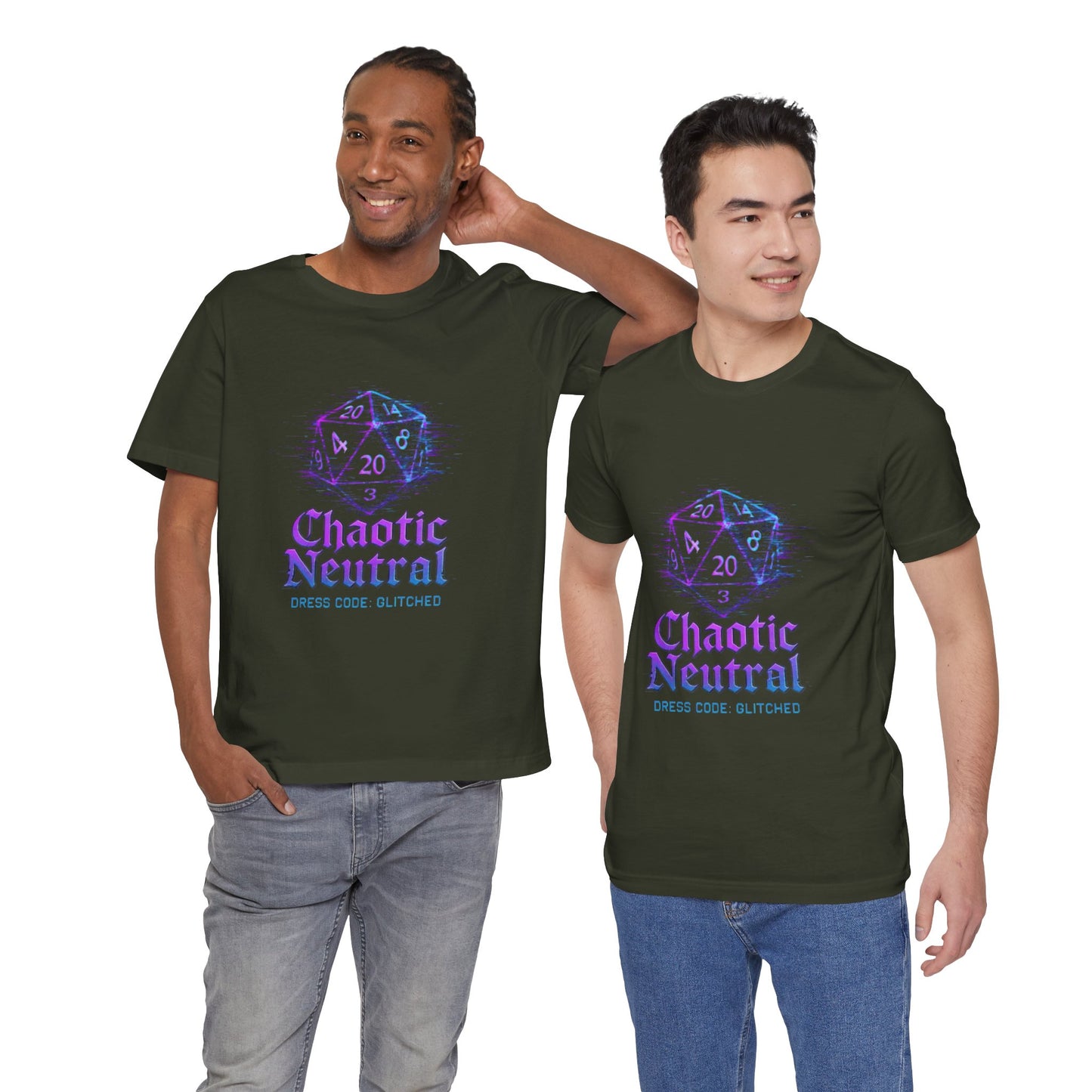 Chaotic Neutral (Glitched) Unisex Tee, Fun Graphic T-Shirt, Gamer Apparel, Roleplaying Shirt, Dungeons & Dragons Gift, Casual Wear