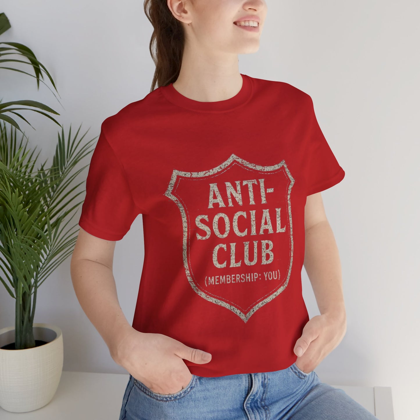 Graphic Tee Shirt - Anti-Social Club Badge Distressed Glitched Design