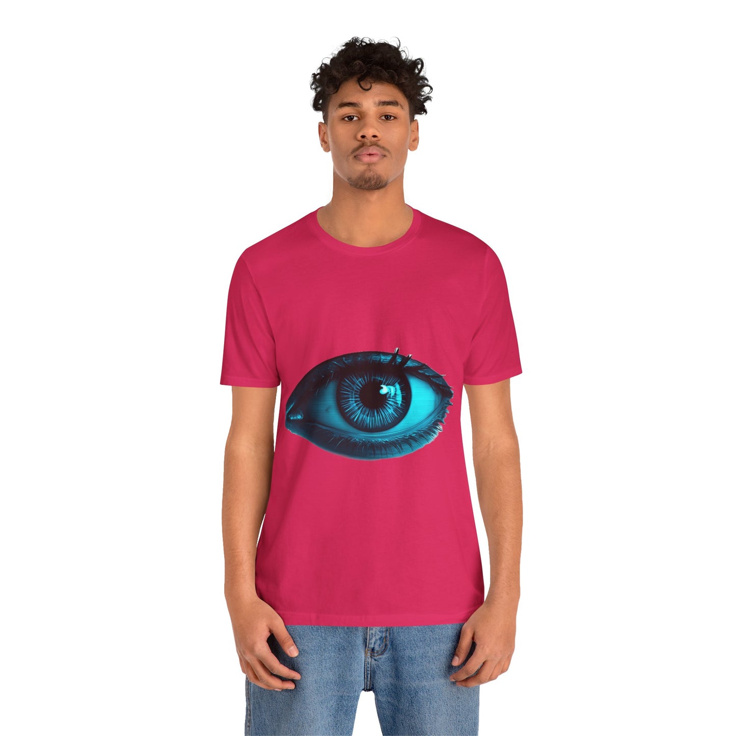 Distorted Cybernetic Gaze Eye-Catching Unisex Tee: Unique Graphic Tee, Perfect for Casual Wear, Eye Design Shirt, Trendy Gift, Statement Fashion