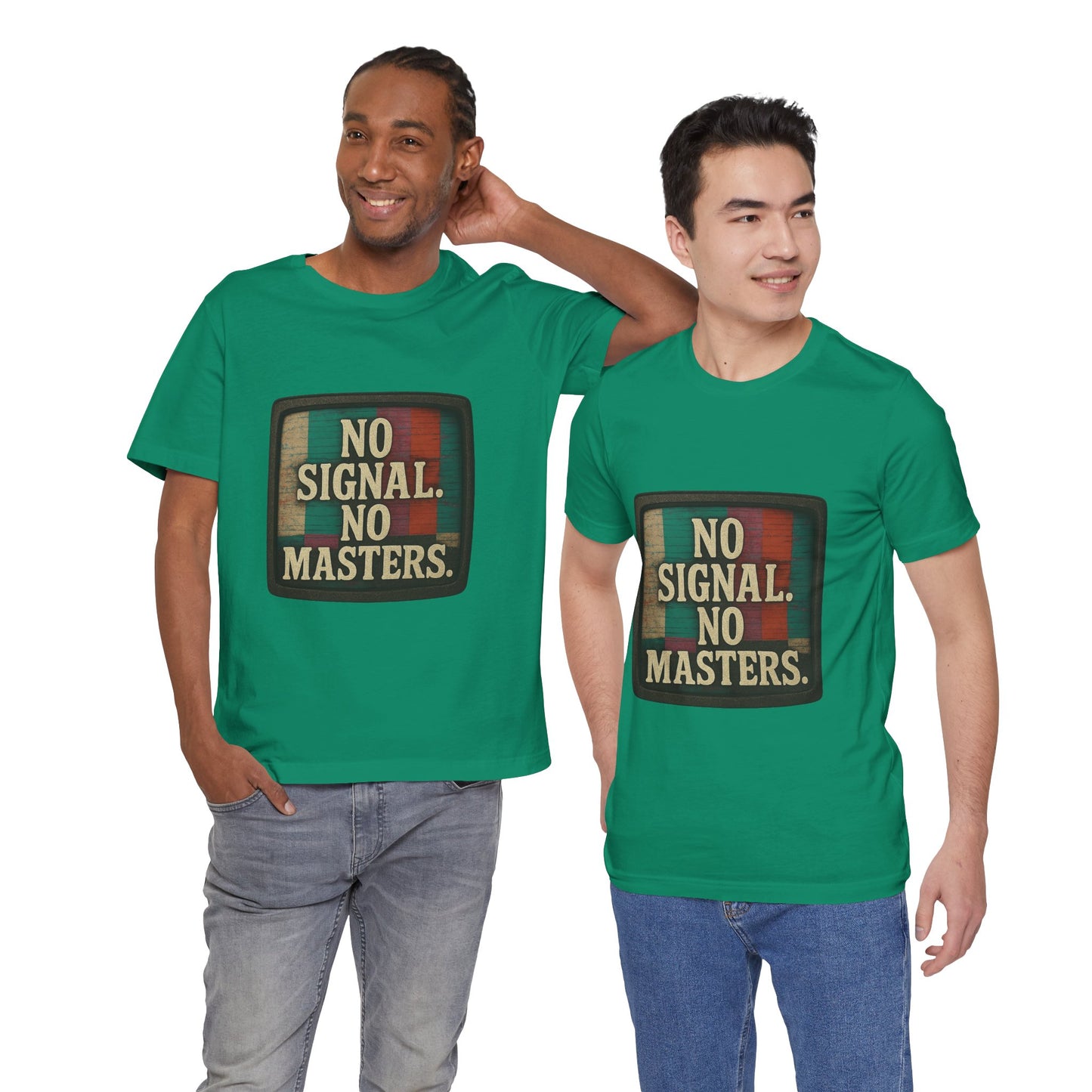 Unisex Tee - No Signal No Masters TV Graphic Glitch Effect Shirt