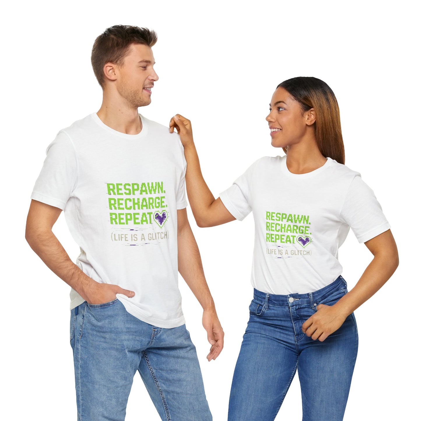 Respawn. Recharge. Glitch. Gaming Life Tee - Respawn Recharge Repeat, Gamer Shirt, Unisex T-Shirt, Gift for Gamers, Video Game Apparel