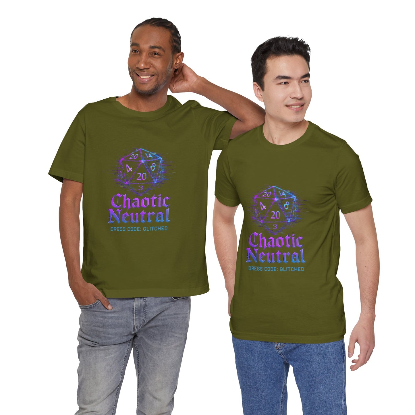 Chaotic Neutral (Glitched) Unisex Tee, Fun Graphic T-Shirt, Gamer Apparel, Roleplaying Shirt, Dungeons & Dragons Gift, Casual Wear