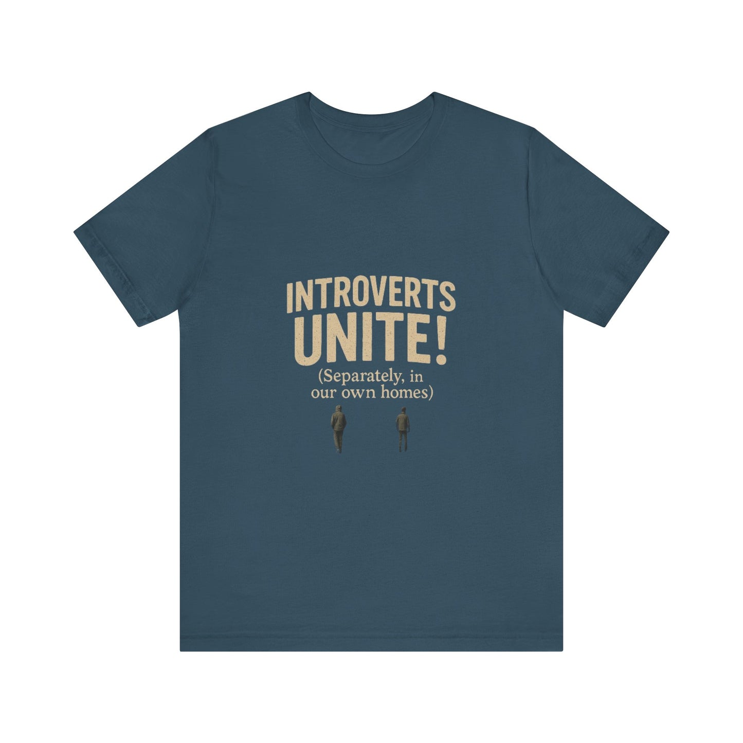 Introvert Unite Tee - Bold Text and Pixelated Figures - Unisex Jersey Short Sleeve