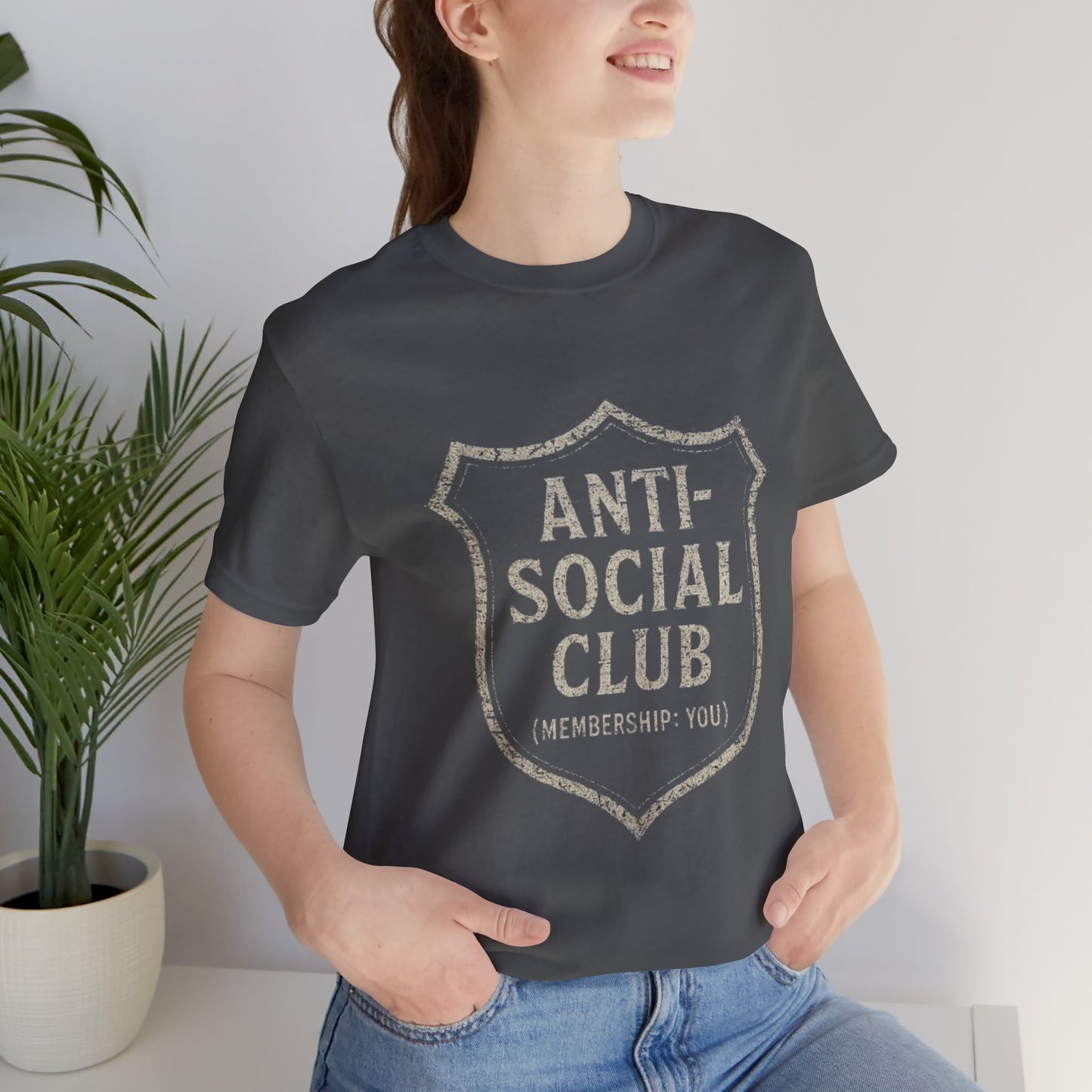 Graphic Tee Shirt - Anti-Social Club Badge Distressed Glitched Design