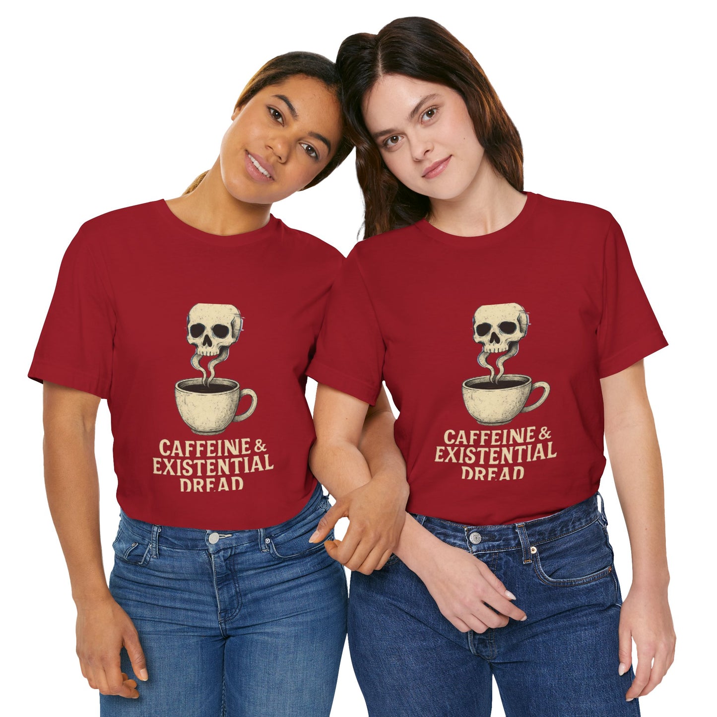 Caffeine & Existential Dread Tee, Unisex T-Shirt for Coffee Lovers, Casual Apparel, Great for Gifting, Perfect for Everyday Wear