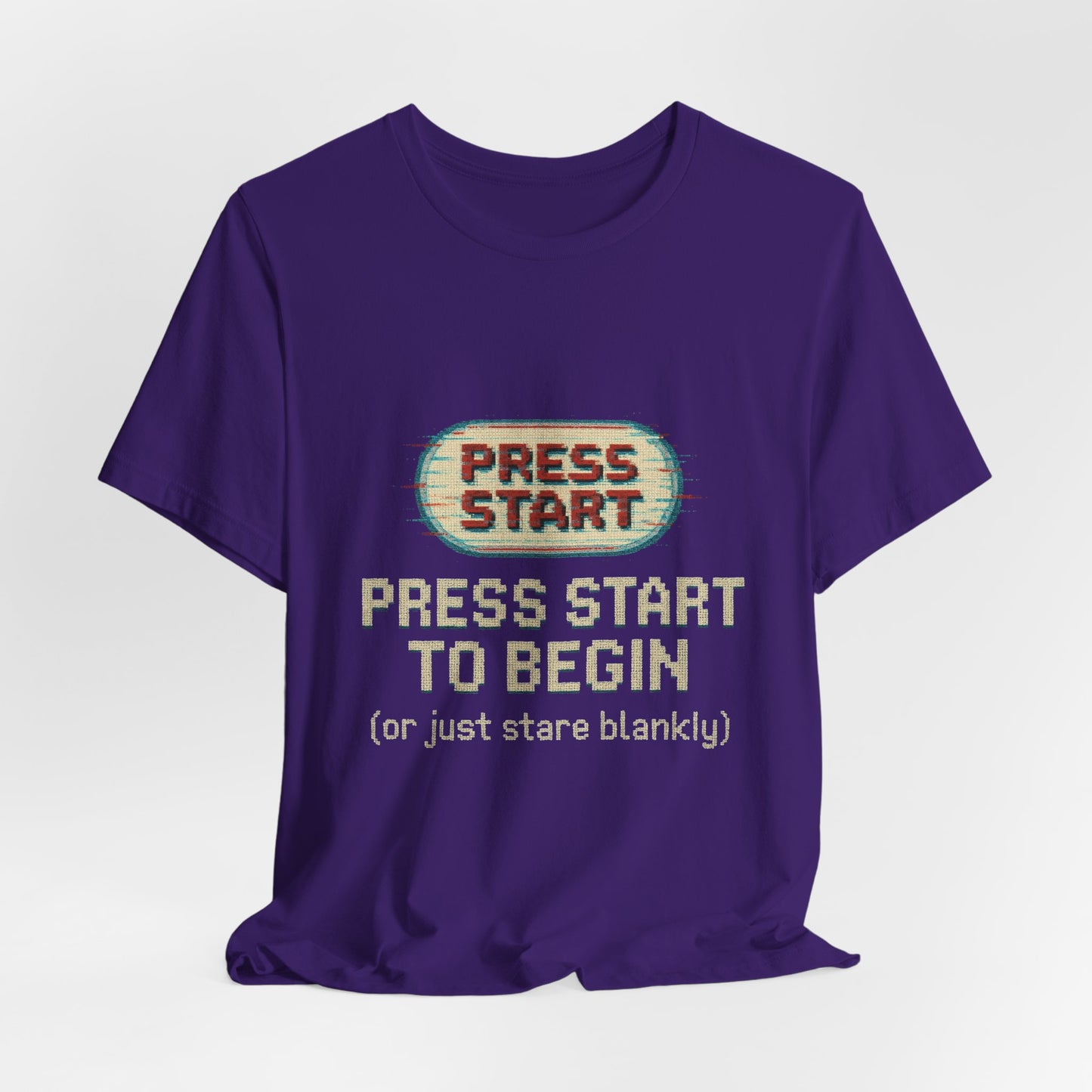 Press Start (or Stare) Unisex Tee, Gamer Shirt, Video Game Gift, Retro Gaming Top, Casual Wear, Fun Graphic T-Shirt