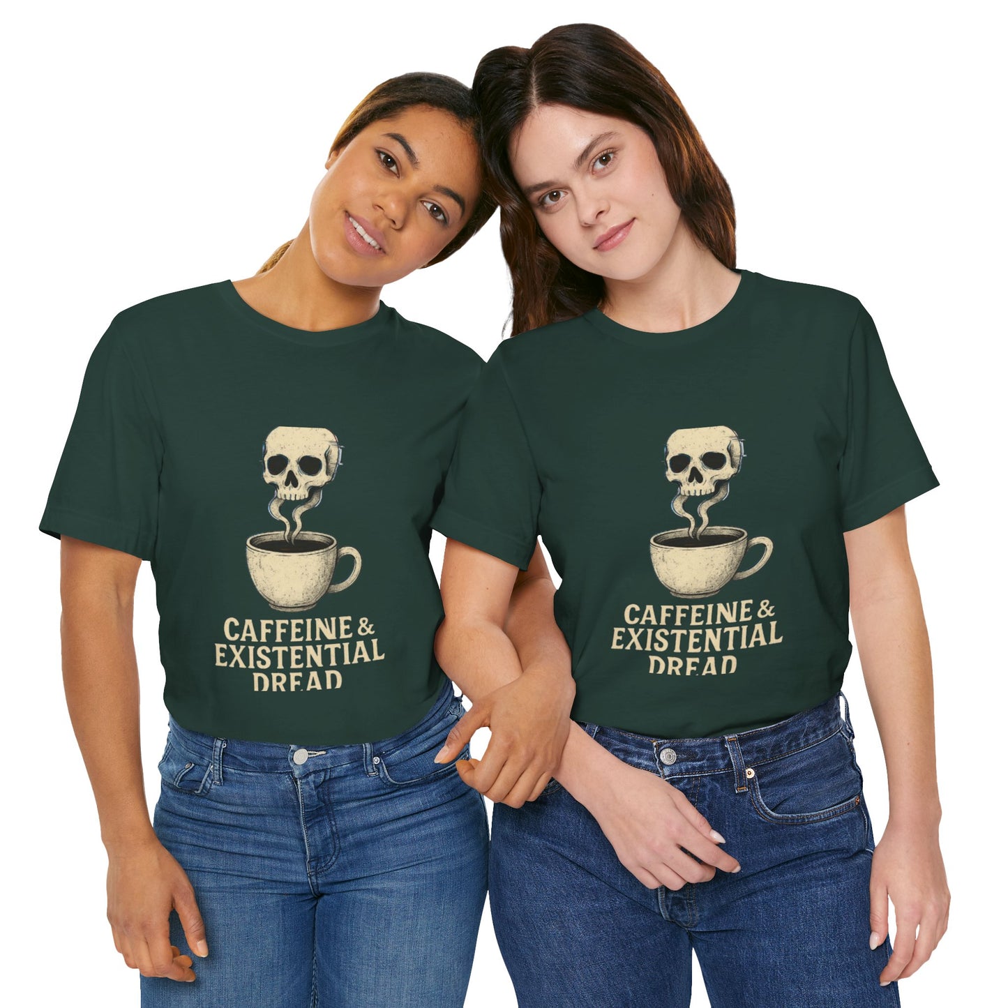 Caffeine & Existential Dread Tee, Unisex T-Shirt for Coffee Lovers, Casual Apparel, Great for Gifting, Perfect for Everyday Wear