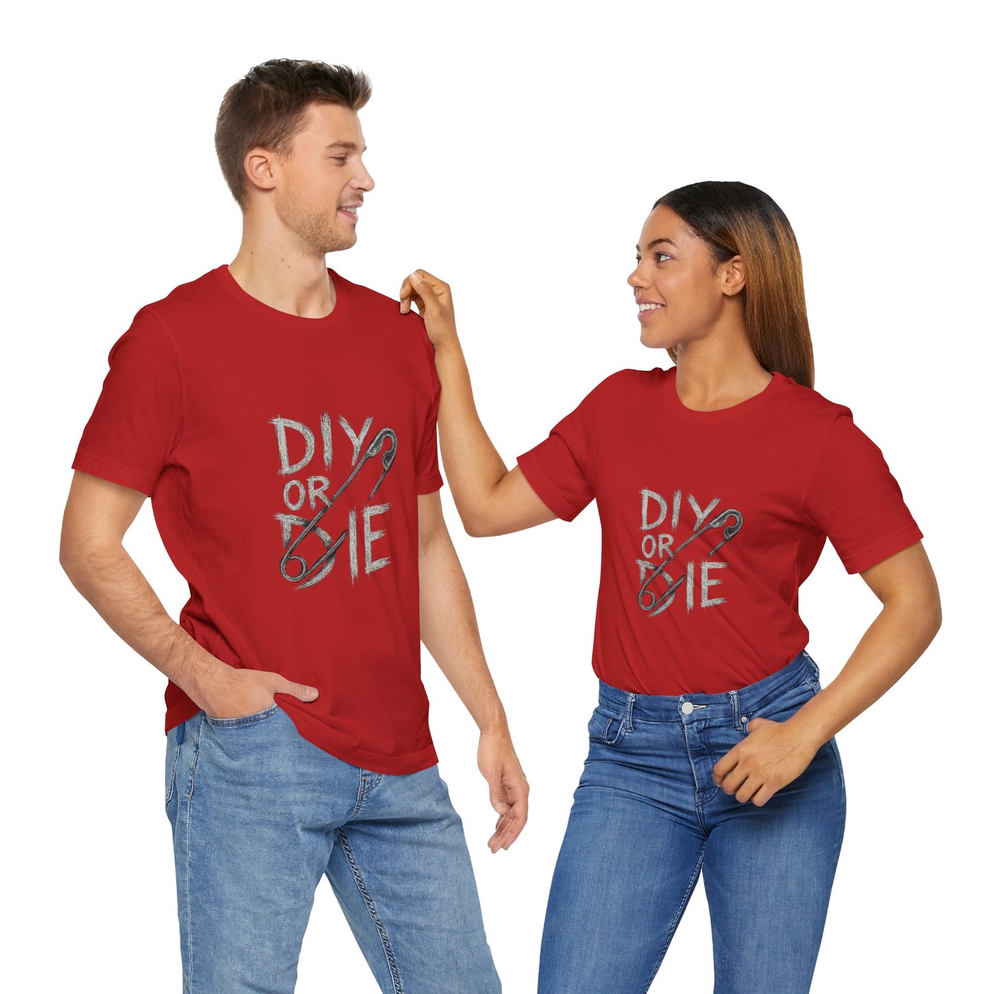 Punk Tee with Hand-Drawn Text and Glitched Safety Pin