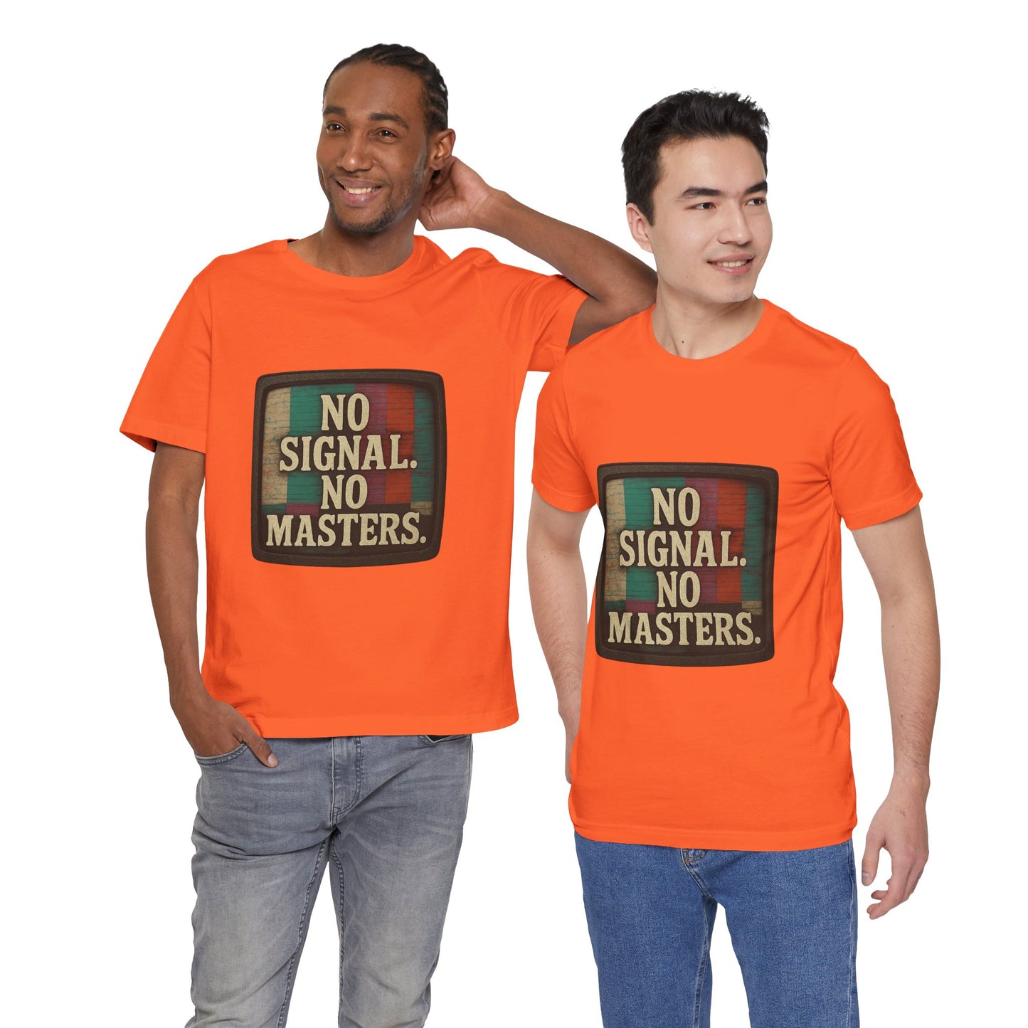 Unisex Tee - No Signal No Masters TV Graphic Glitch Effect Shirt