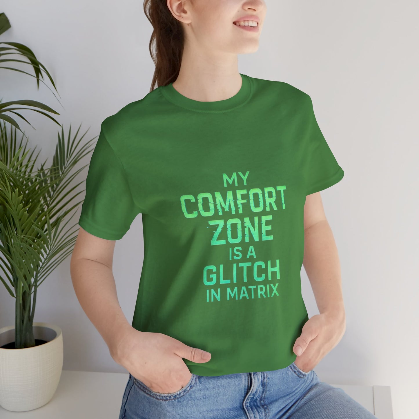 Glitch in the Comfort Matrix Short Sleeve Tee, Unisex Graphic Tee, Motivational Shirt, Casual Wear, Gift for Nerds, Matrix Humor Clothing