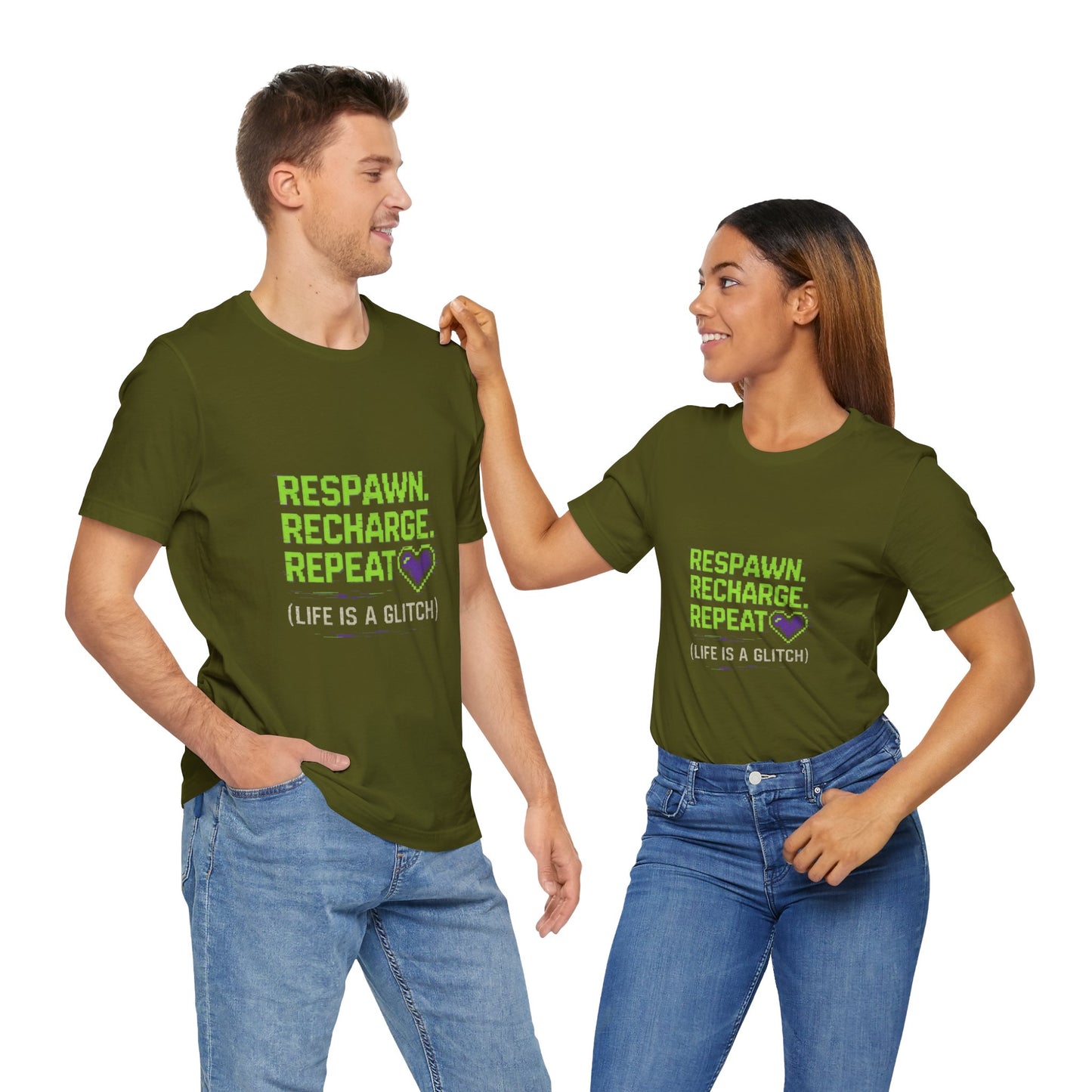 Respawn. Recharge. Glitch. Gaming Life Tee - Respawn Recharge Repeat, Gamer Shirt, Unisex T-Shirt, Gift for Gamers, Video Game Apparel