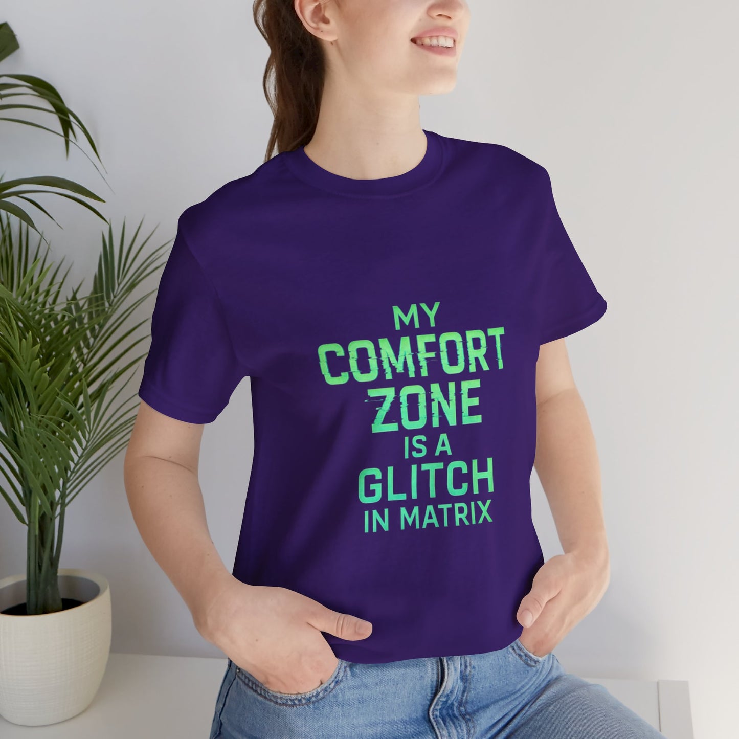 Glitch in the Comfort Matrix Short Sleeve Tee, Unisex Graphic Tee, Motivational Shirt, Casual Wear, Gift for Nerds, Matrix Humor Clothing