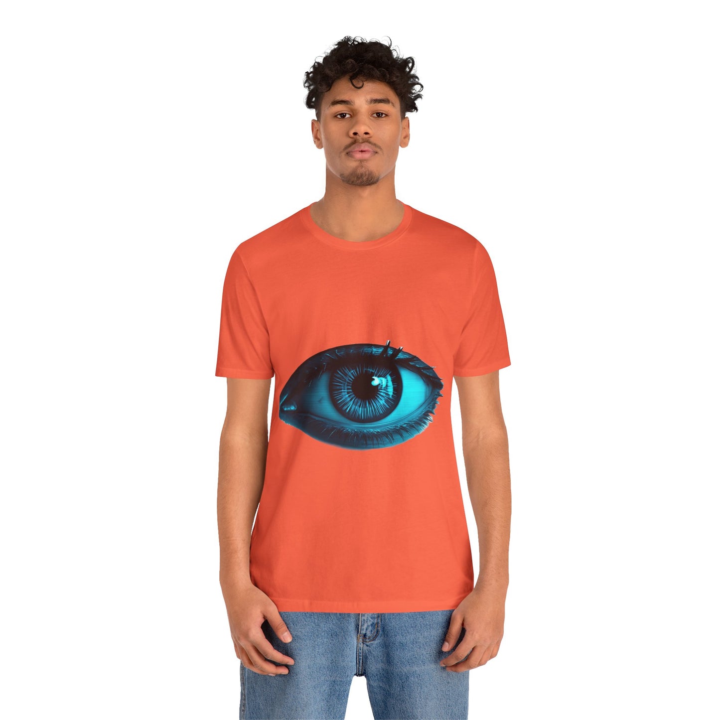 Distorted Cybernetic Gaze Eye-Catching Unisex Tee: Unique Graphic Tee, Perfect for Casual Wear, Eye Design Shirt, Trendy Gift, Statement Fashion