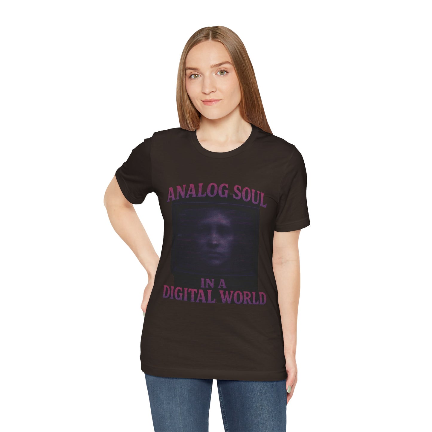 Analog Soul in a Digital World Unisex Jersey Tee, Vintage Graphic T-Shirt, Retro Aesthetic Shirt, Casual Wear, Gift for Tech Lovers, Unisex Fashion