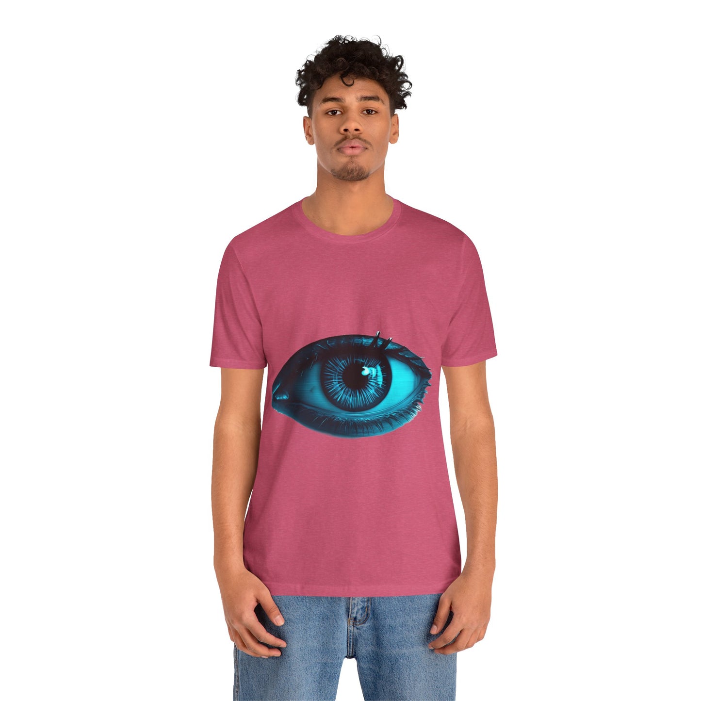 Distorted Cybernetic Gaze Eye-Catching Unisex Tee: Unique Graphic Tee, Perfect for Casual Wear, Eye Design Shirt, Trendy Gift, Statement Fashion