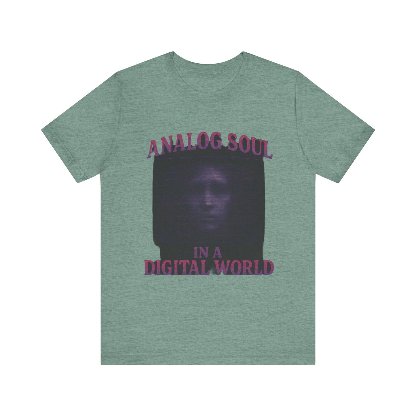 Analog Soul in a Digital World Unisex Jersey Tee, Vintage Graphic T-Shirt, Retro Aesthetic Shirt, Casual Wear, Gift for Tech Lovers, Unisex Fashion