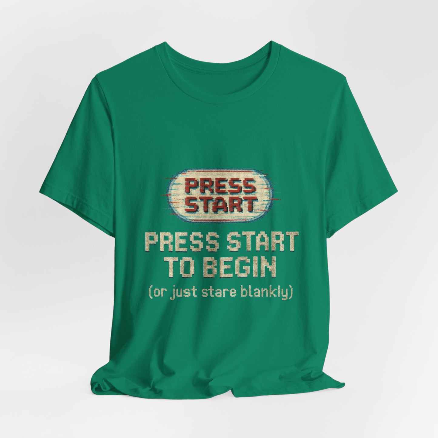 Press Start (or Stare) Unisex Tee, Gamer Shirt, Video Game Gift, Retro Gaming Top, Casual Wear, Fun Graphic T-Shirt