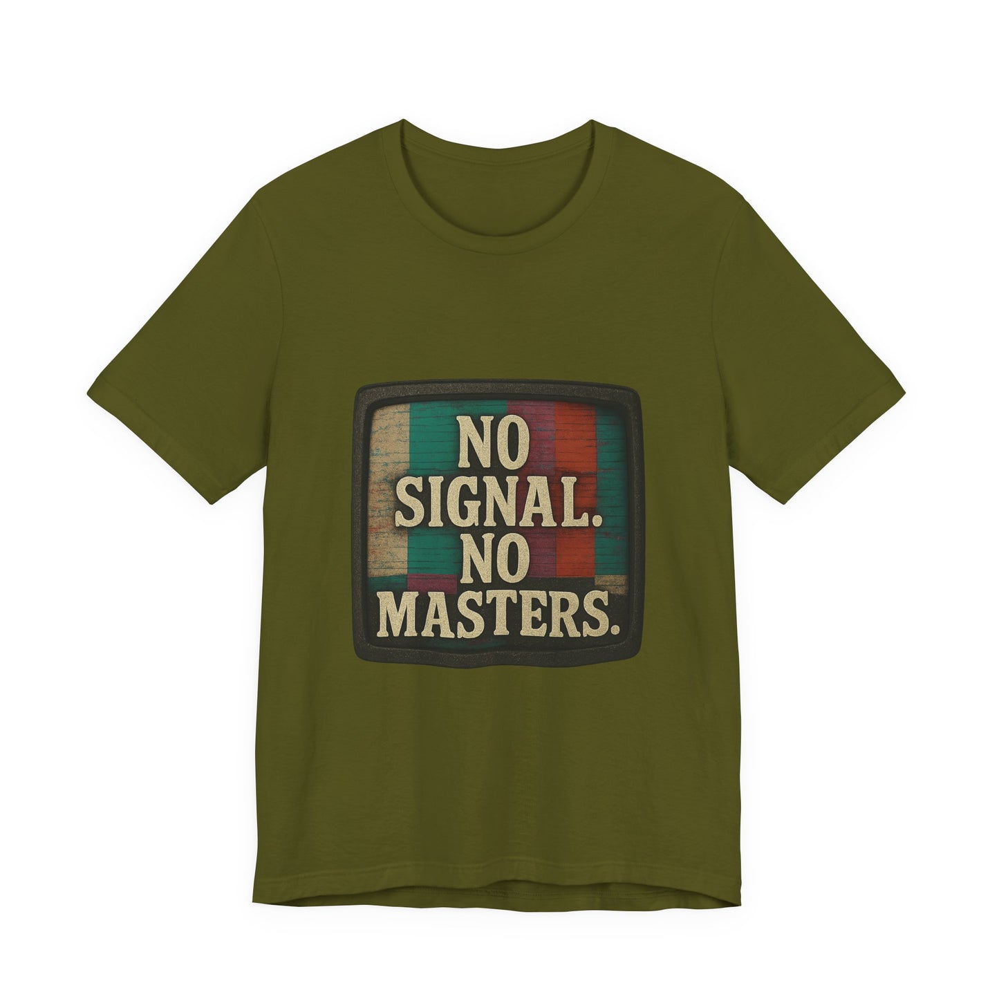Unisex Tee - No Signal No Masters TV Graphic Glitch Effect Shirt