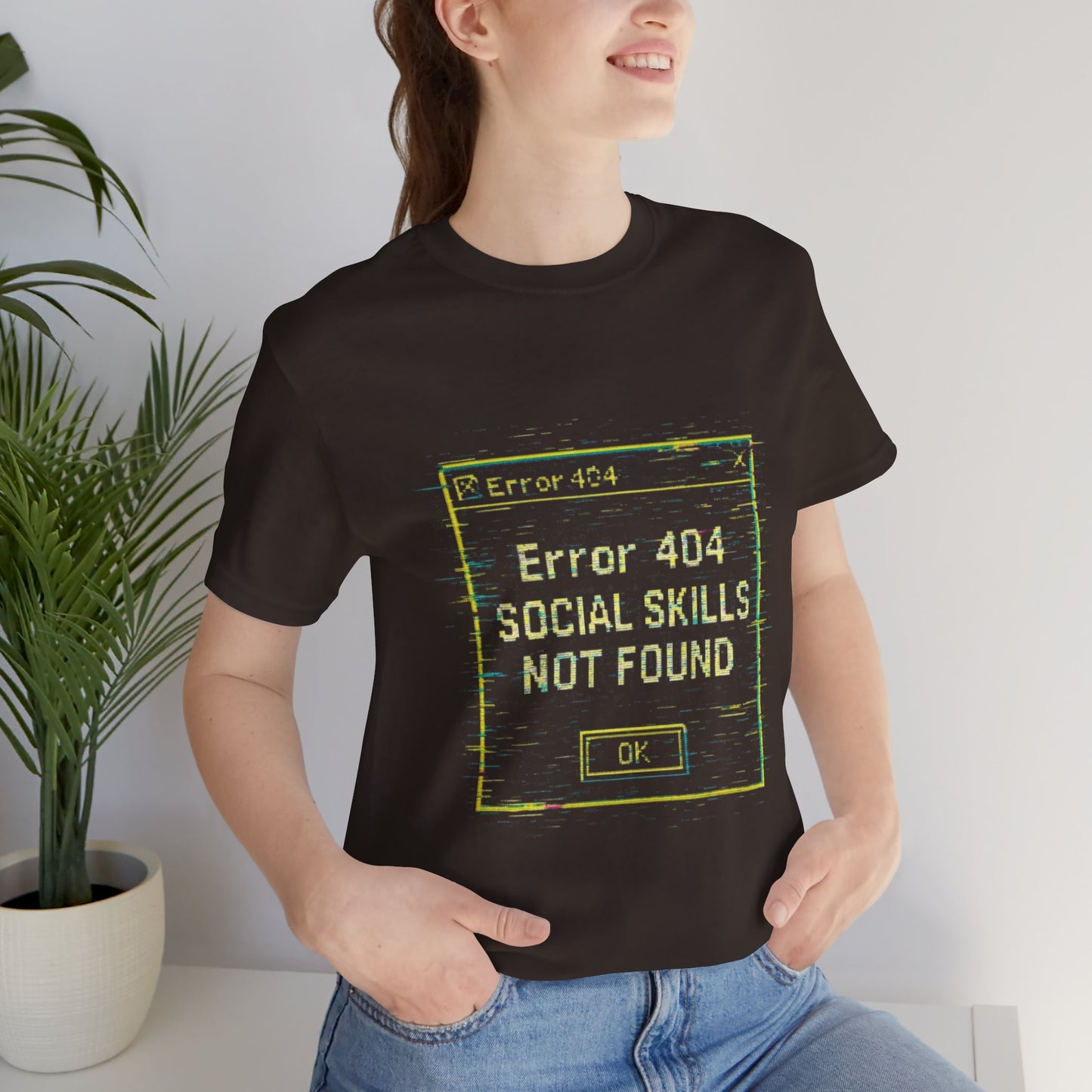 Error 404 Social Skills Unisex Tee, Funny Graphic T-Shirt, Casual Wear, Gift for Introverts, Humor Shirt