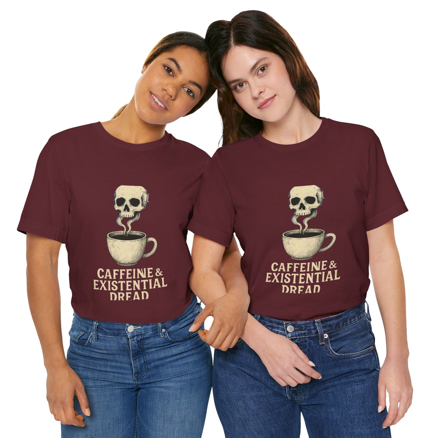 Caffeine & Existential Dread Tee, Unisex T-Shirt for Coffee Lovers, Casual Apparel, Great for Gifting, Perfect for Everyday Wear