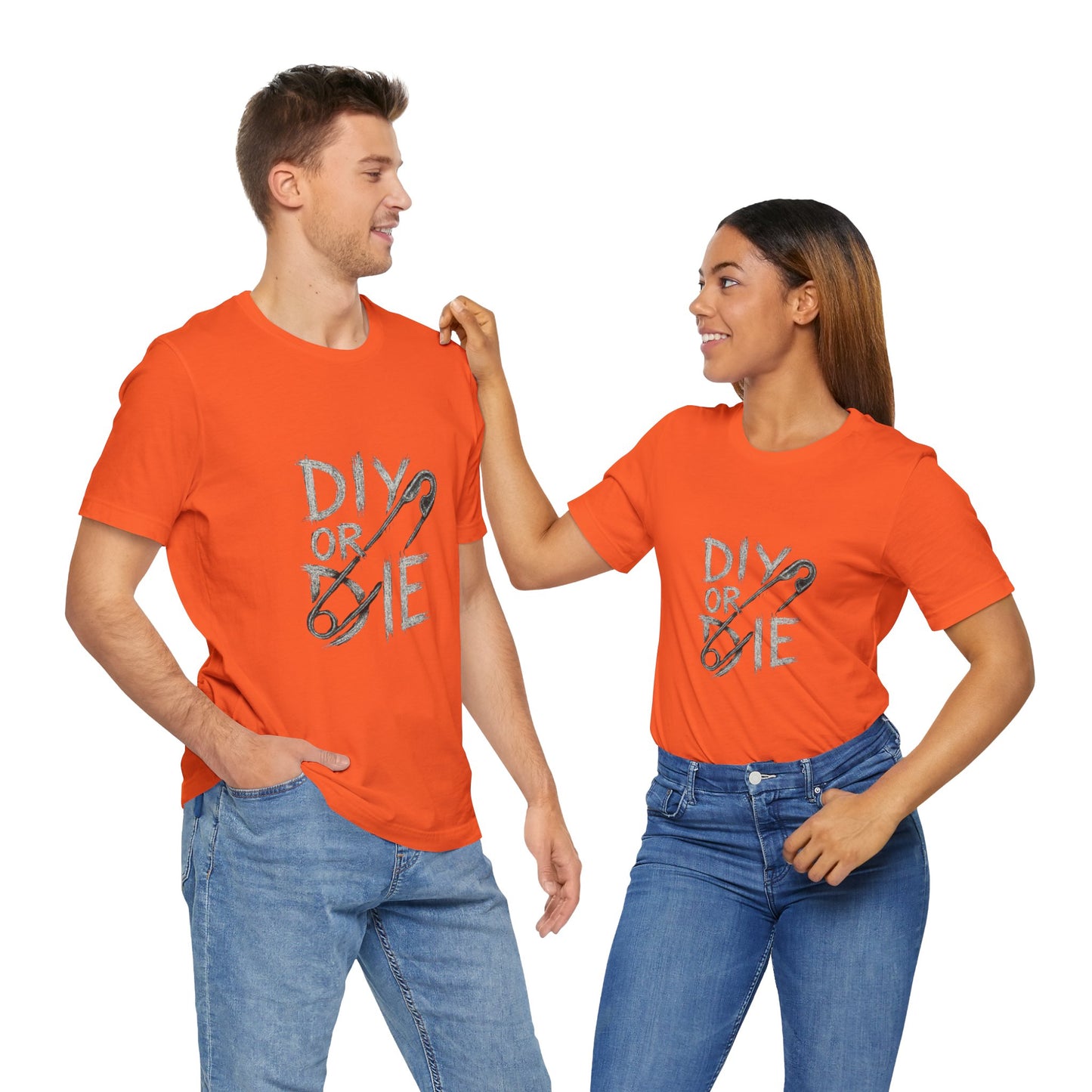 Punk Tee with Hand-Drawn Text and Glitched Safety Pin