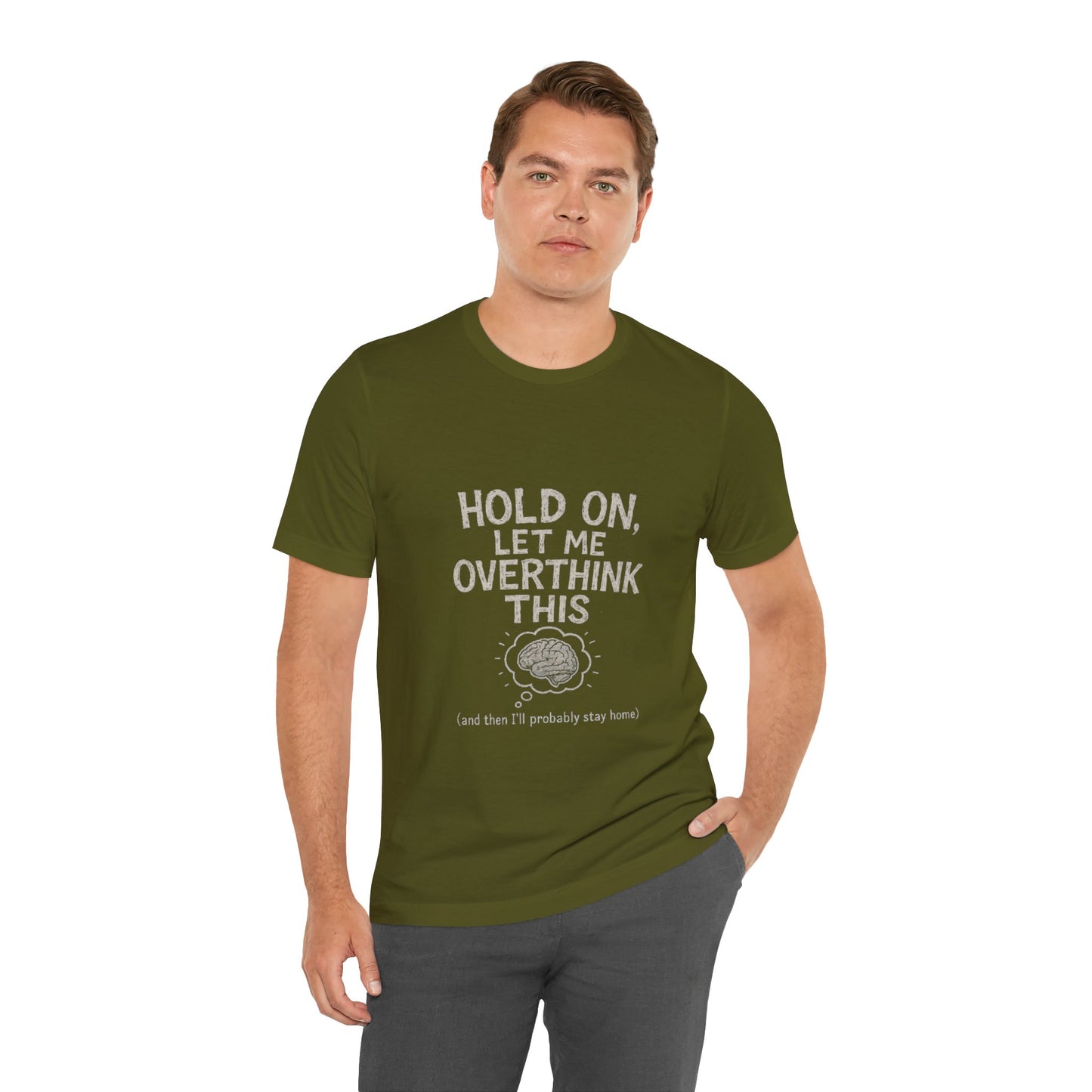 Short Sleeve Tee - 'Hold On, Let Me Overthink This' Glitched Thought Bubble Design