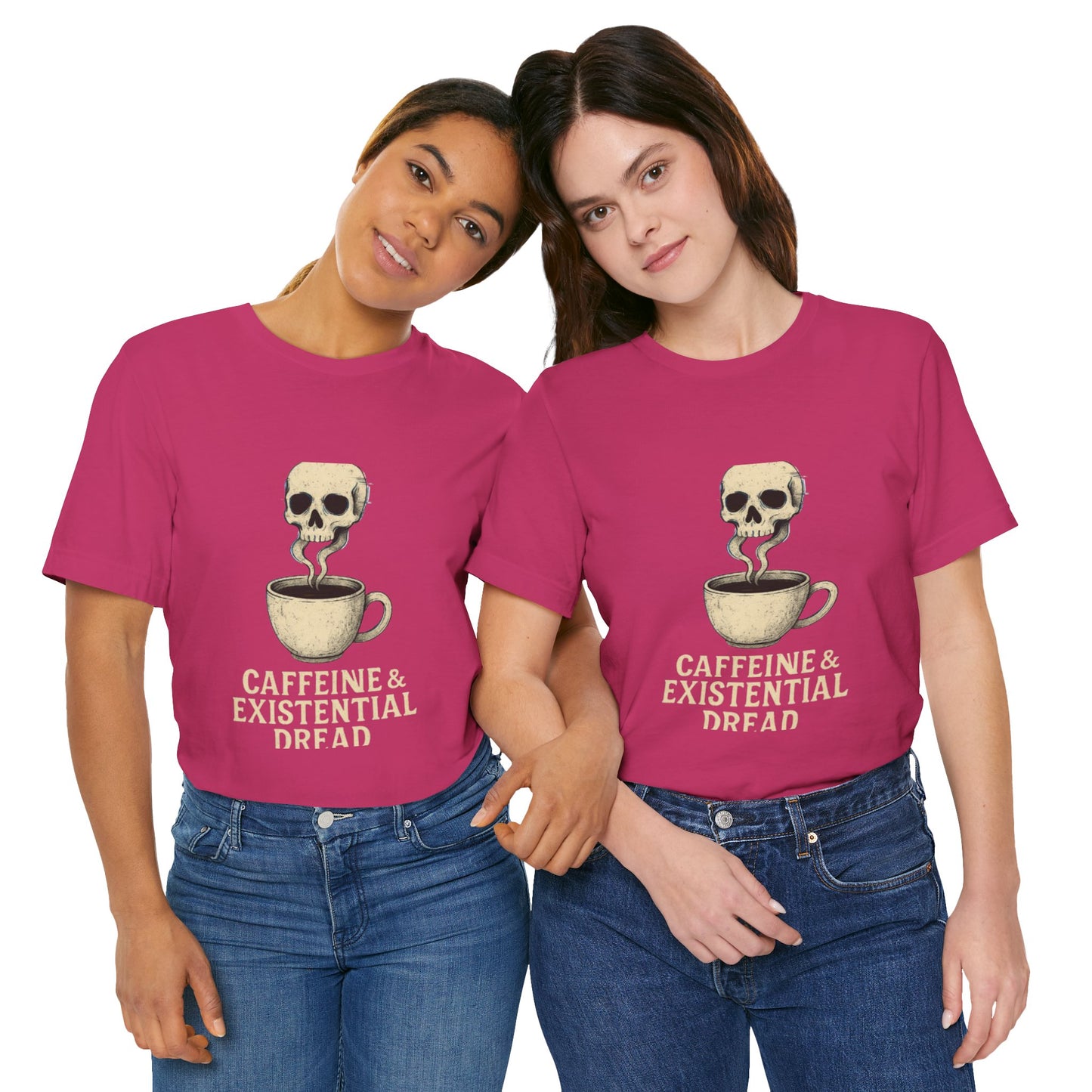 Caffeine & Existential Dread Tee, Unisex T-Shirt for Coffee Lovers, Casual Apparel, Great for Gifting, Perfect for Everyday Wear
