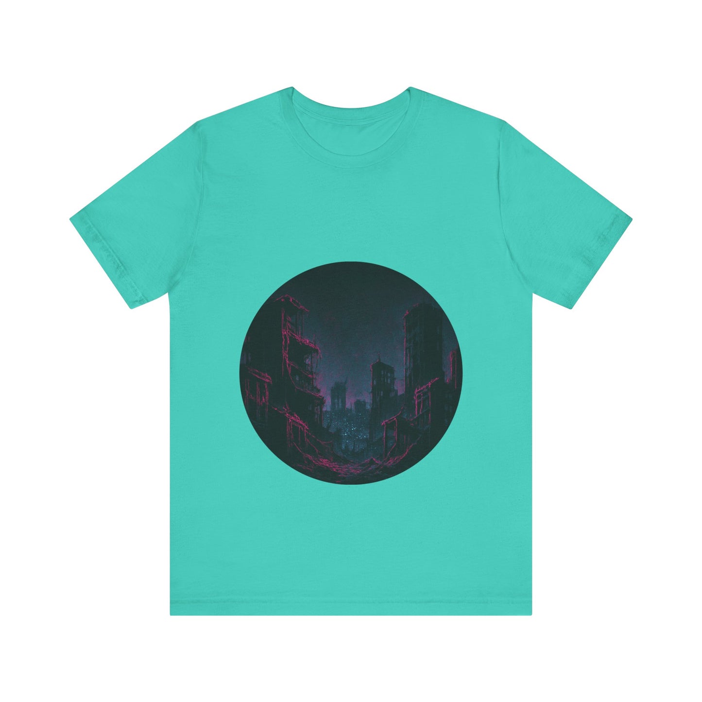 Urban Decay, Neon Dreams Tee - Unisex Short Sleeve Shirt, Modern Graphic Tee, Streetwear, Casual Outfit, Gift for Art Lovers, Cityscape Design