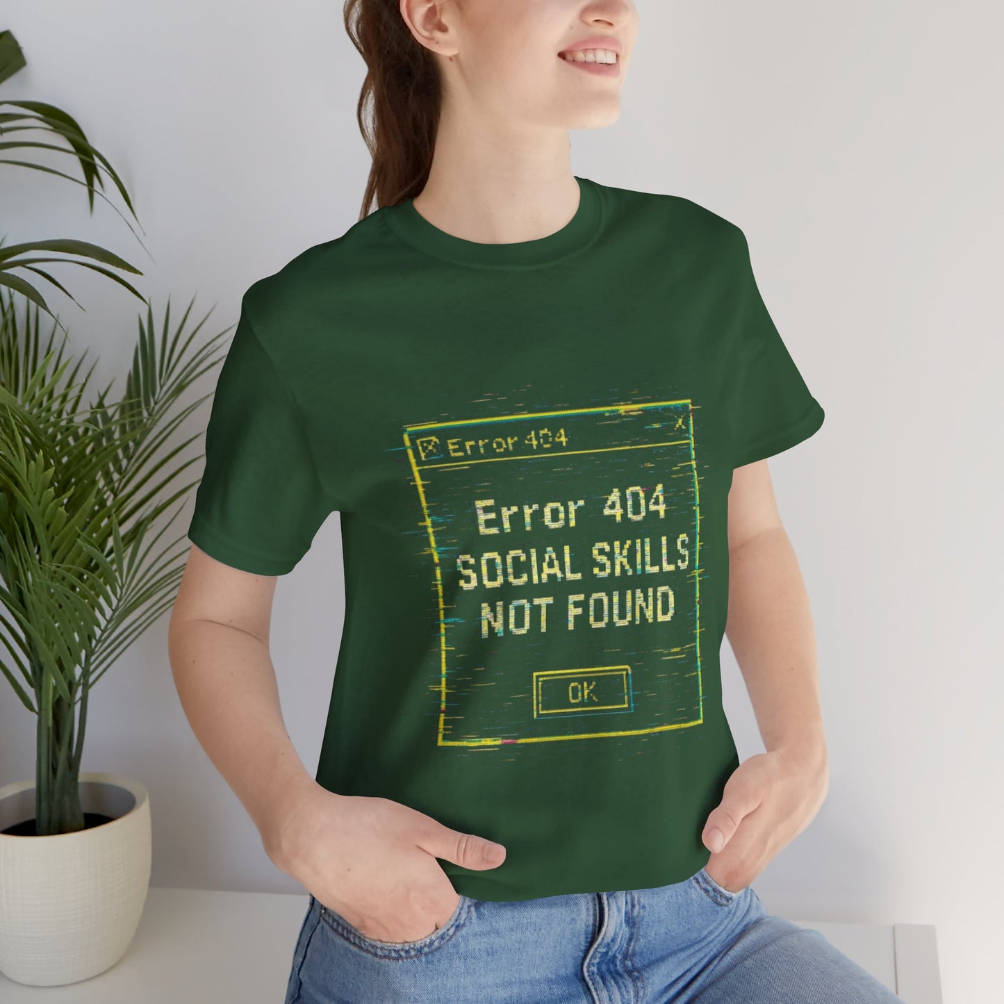 Error 404 Social Skills Unisex Tee, Funny Graphic T-Shirt, Casual Wear, Gift for Introverts, Humor Shirt