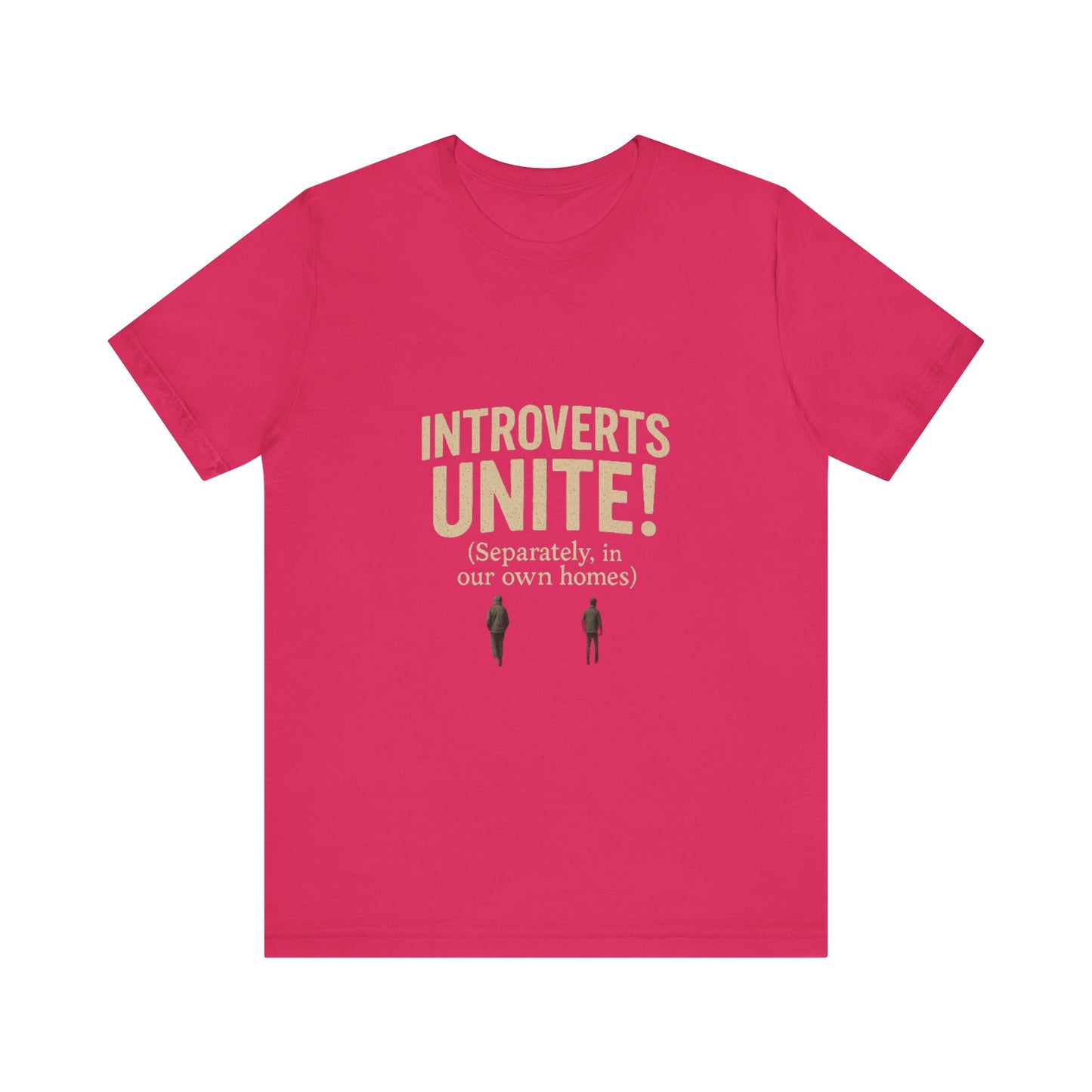 Introvert Unite Tee - Bold Text and Pixelated Figures - Unisex Jersey Short Sleeve