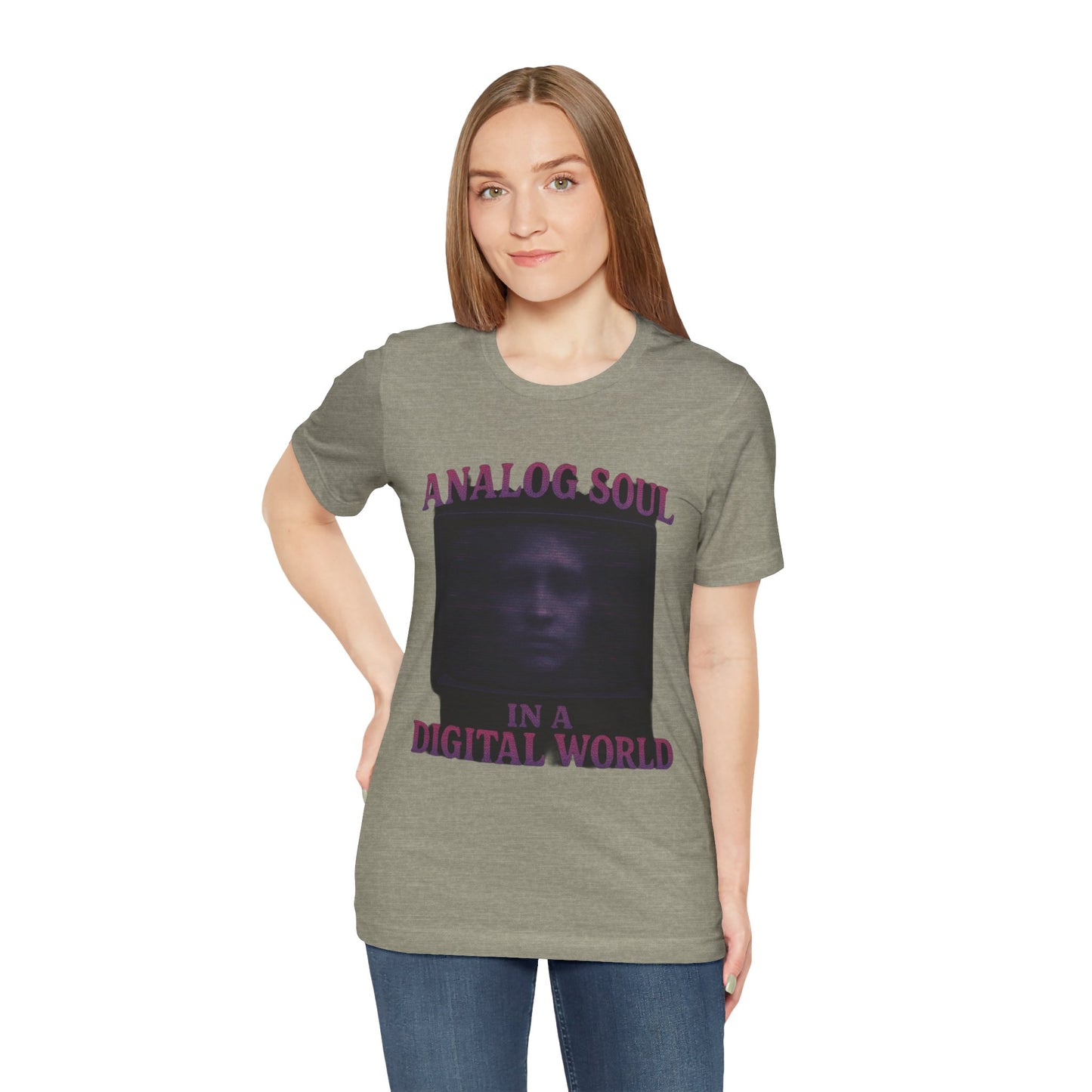 Analog Soul in a Digital World Unisex Jersey Tee, Vintage Graphic T-Shirt, Retro Aesthetic Shirt, Casual Wear, Gift for Tech Lovers, Unisex Fashion
