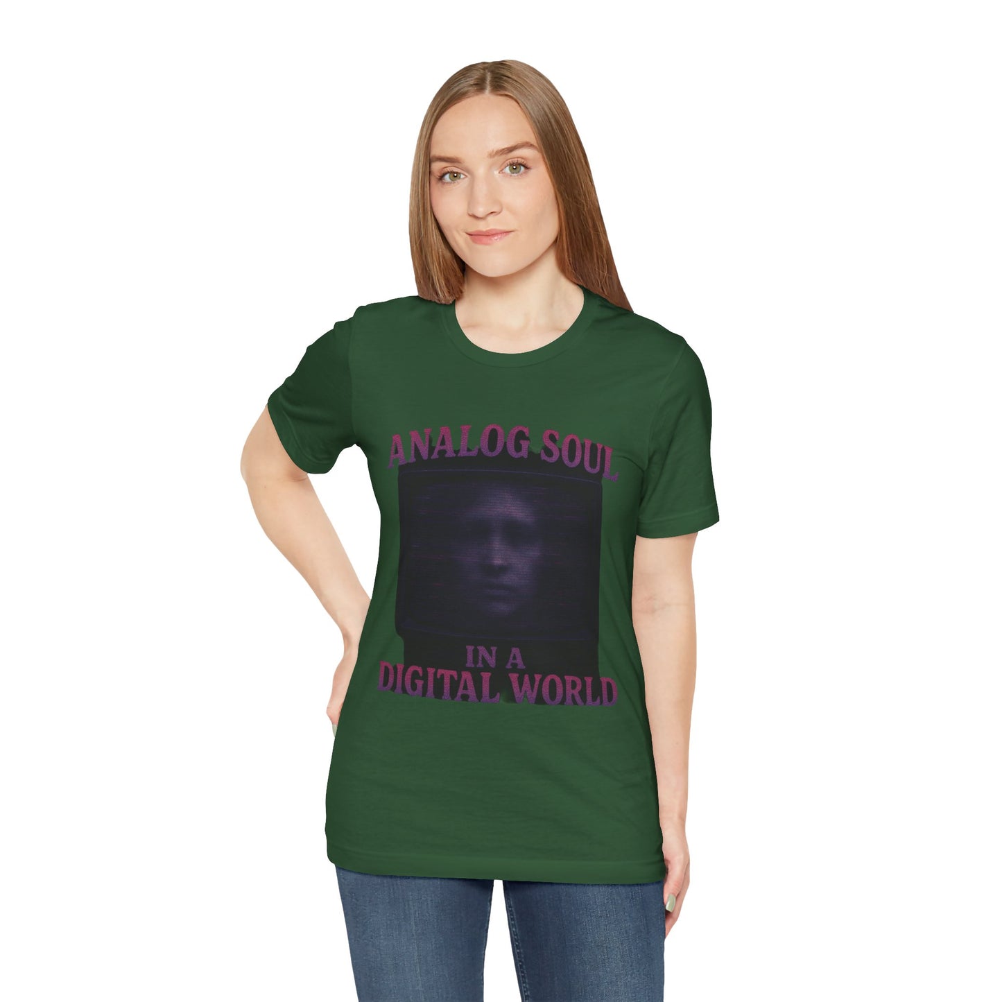 Analog Soul in a Digital World Unisex Jersey Tee, Vintage Graphic T-Shirt, Retro Aesthetic Shirt, Casual Wear, Gift for Tech Lovers, Unisex Fashion