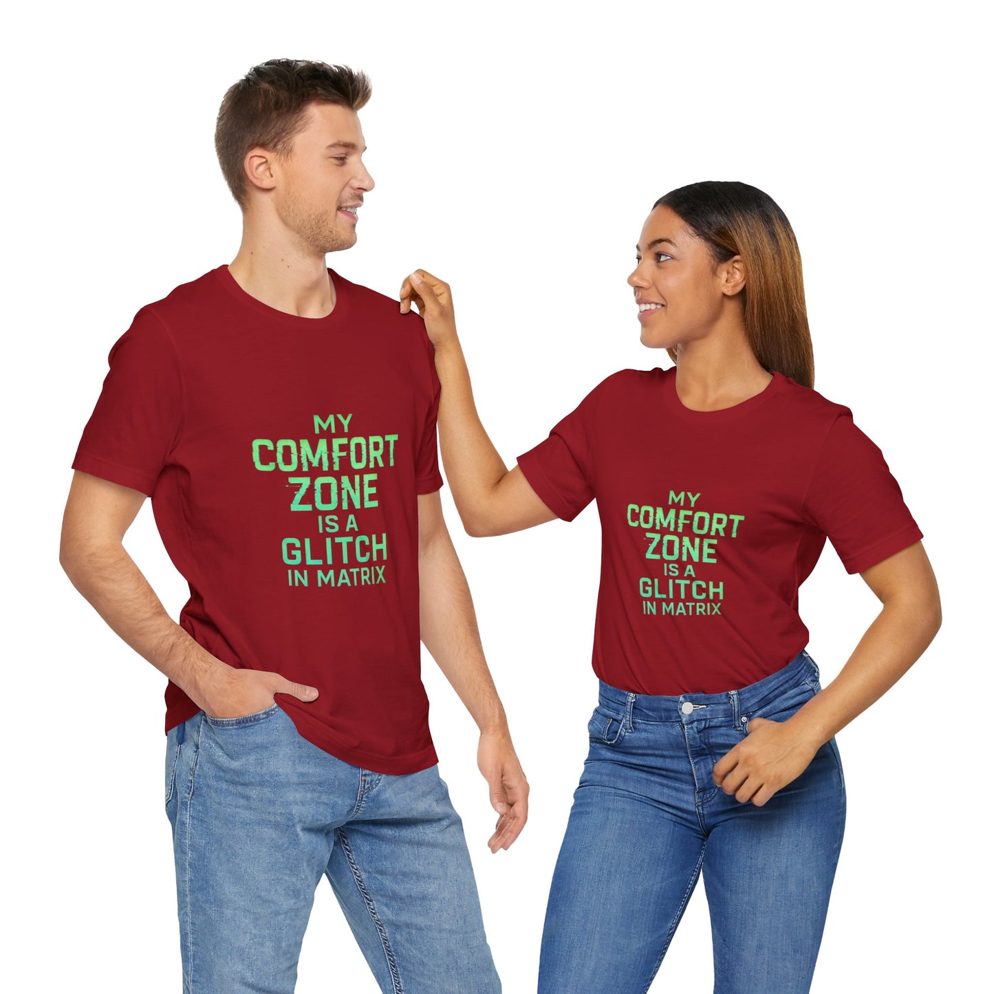 Glitch in the Comfort Matrix Short Sleeve Tee, Unisex Graphic Tee, Motivational Shirt, Casual Wear, Gift for Nerds, Matrix Humor Clothing