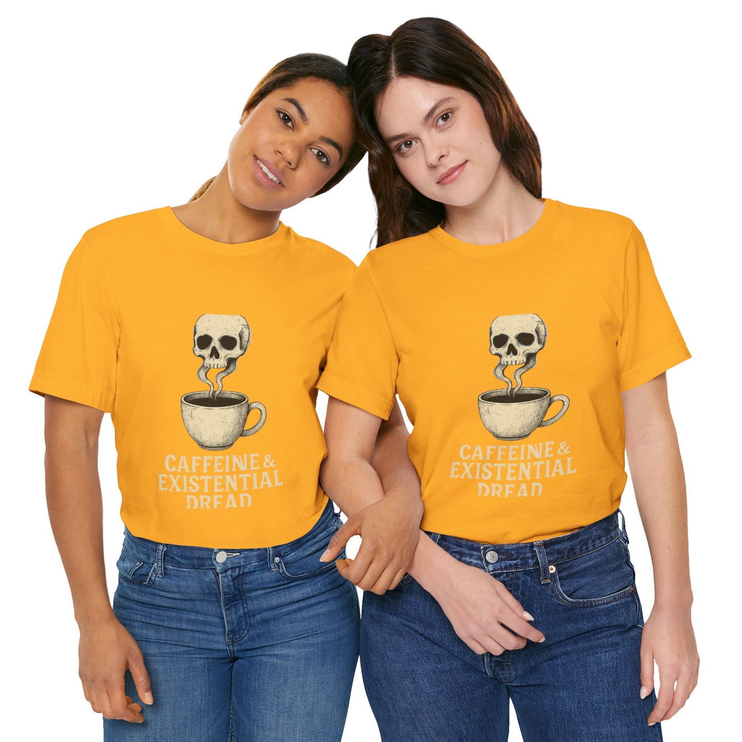 Caffeine & Existential Dread Tee, Unisex T-Shirt for Coffee Lovers, Casual Apparel, Great for Gifting, Perfect for Everyday Wear