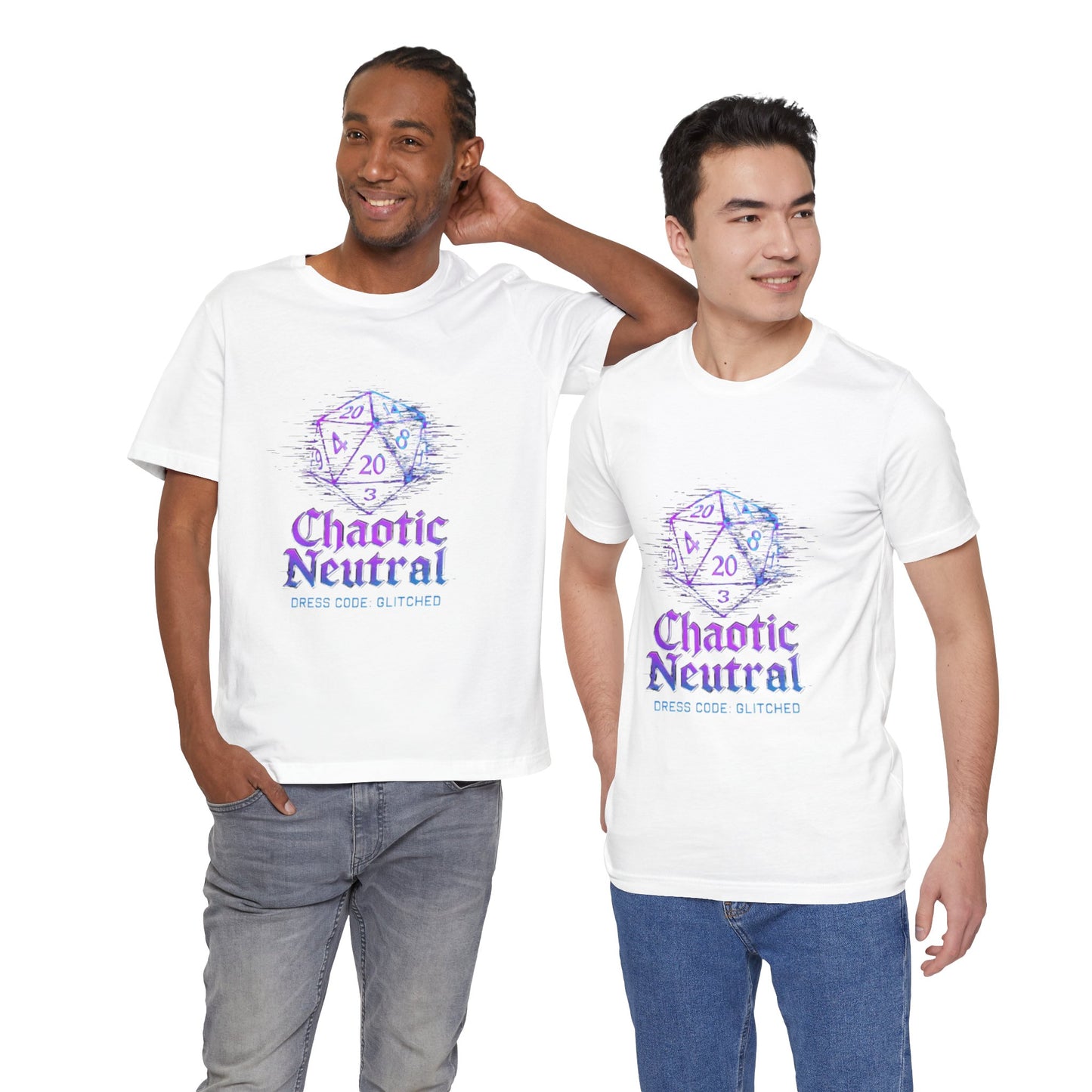 Chaotic Neutral (Glitched) Unisex Tee, Fun Graphic T-Shirt, Gamer Apparel, Roleplaying Shirt, Dungeons & Dragons Gift, Casual Wear