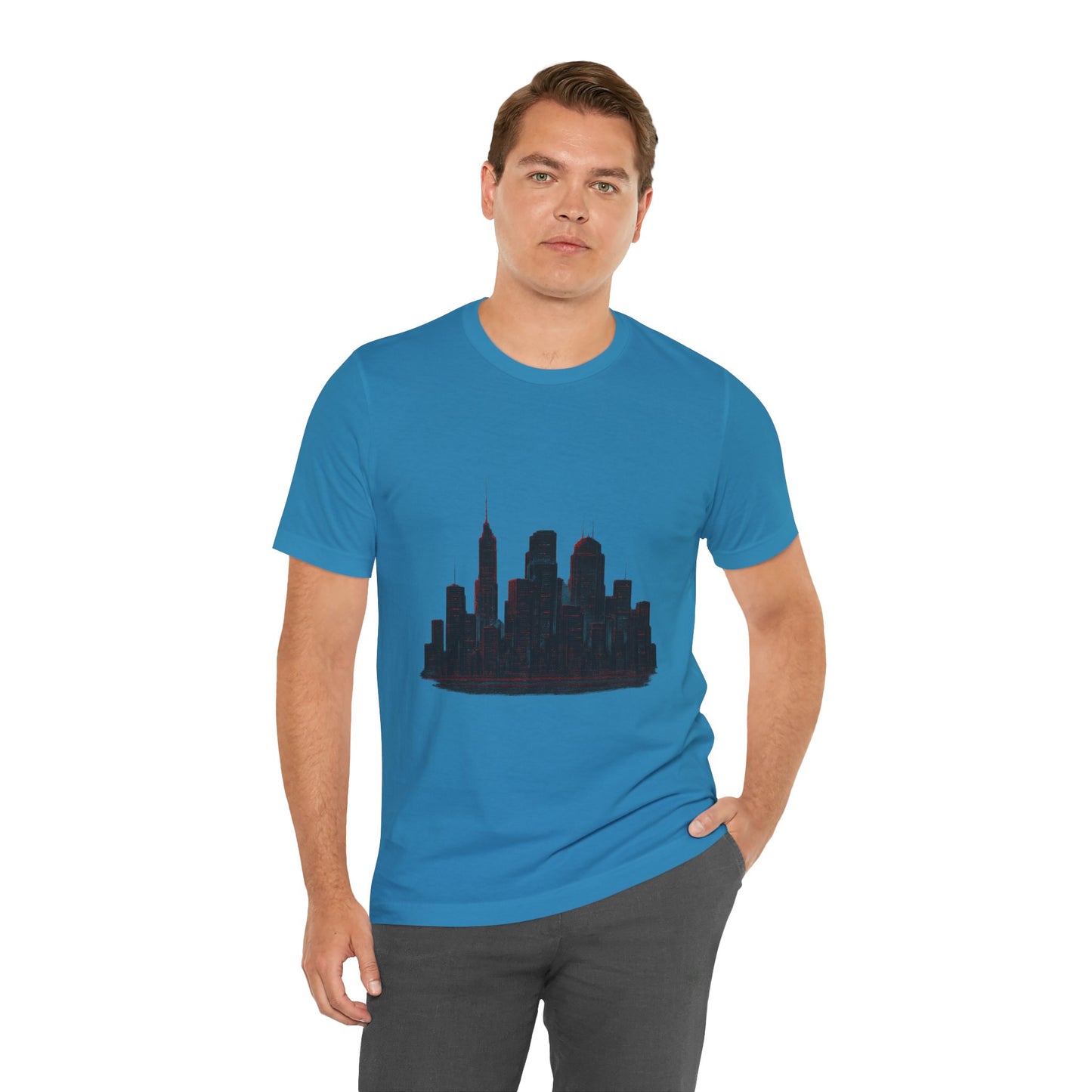 Glitched Neo-Tokyo Skyline Graphic Tee | Casual Wear, Street Style, Gift for City Lovers, Travel Enthusiasts, Summer Essentials
