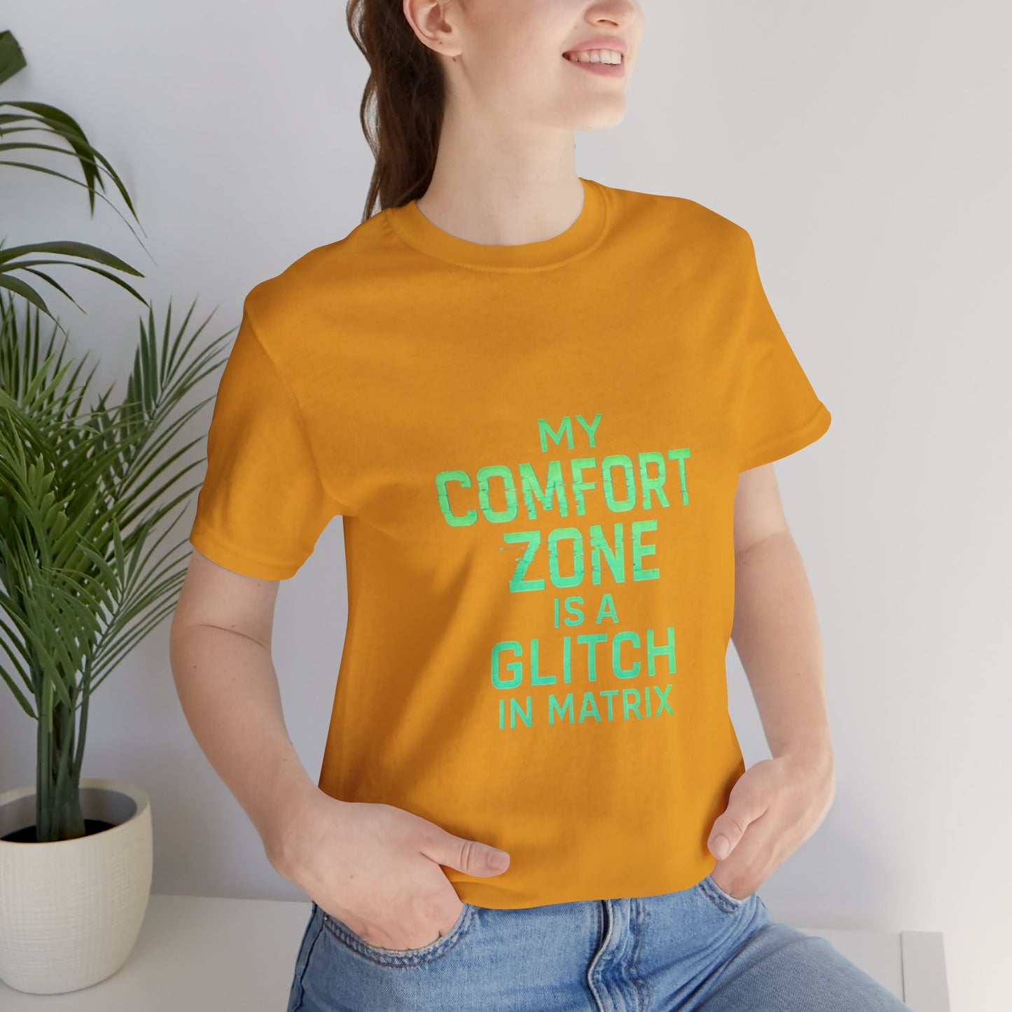 Glitch in the Comfort Matrix Short Sleeve Tee, Unisex Graphic Tee, Motivational Shirt, Casual Wear, Gift for Nerds, Matrix Humor Clothing