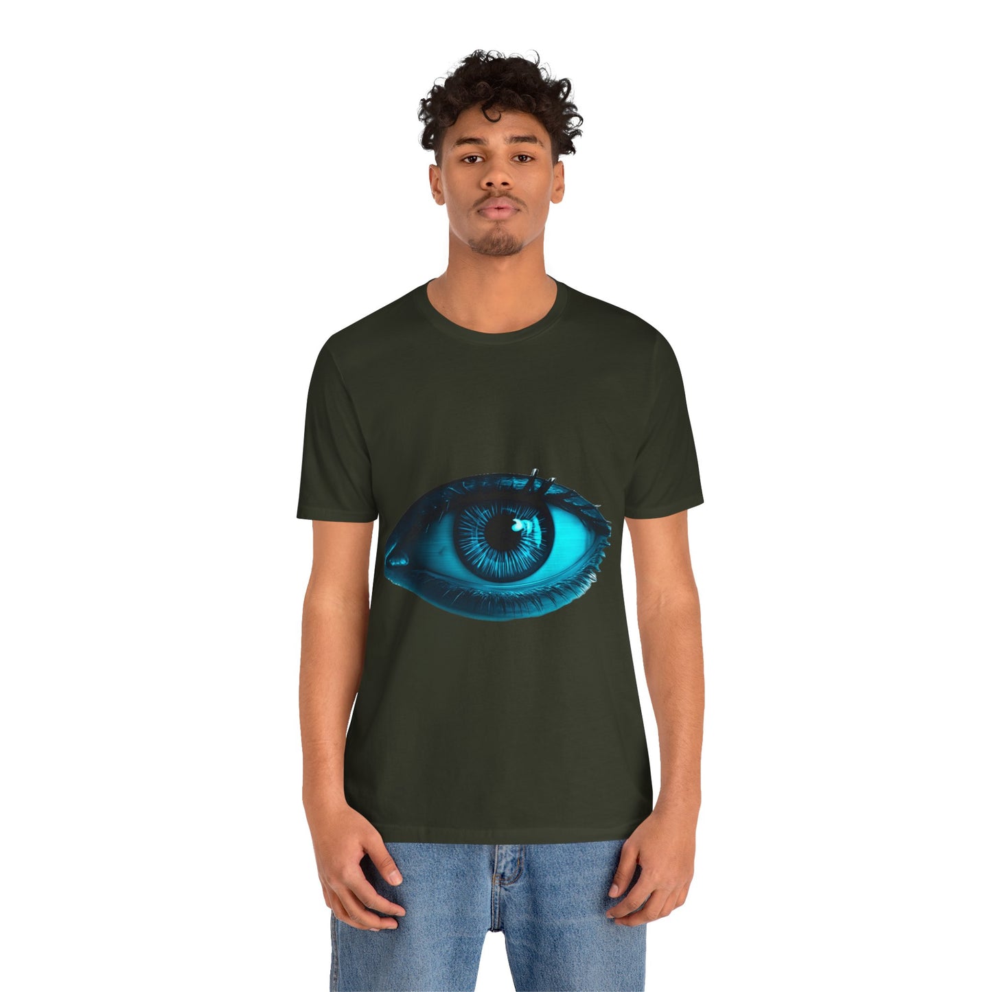 Distorted Cybernetic Gaze Eye-Catching Unisex Tee: Unique Graphic Tee, Perfect for Casual Wear, Eye Design Shirt, Trendy Gift, Statement Fashion