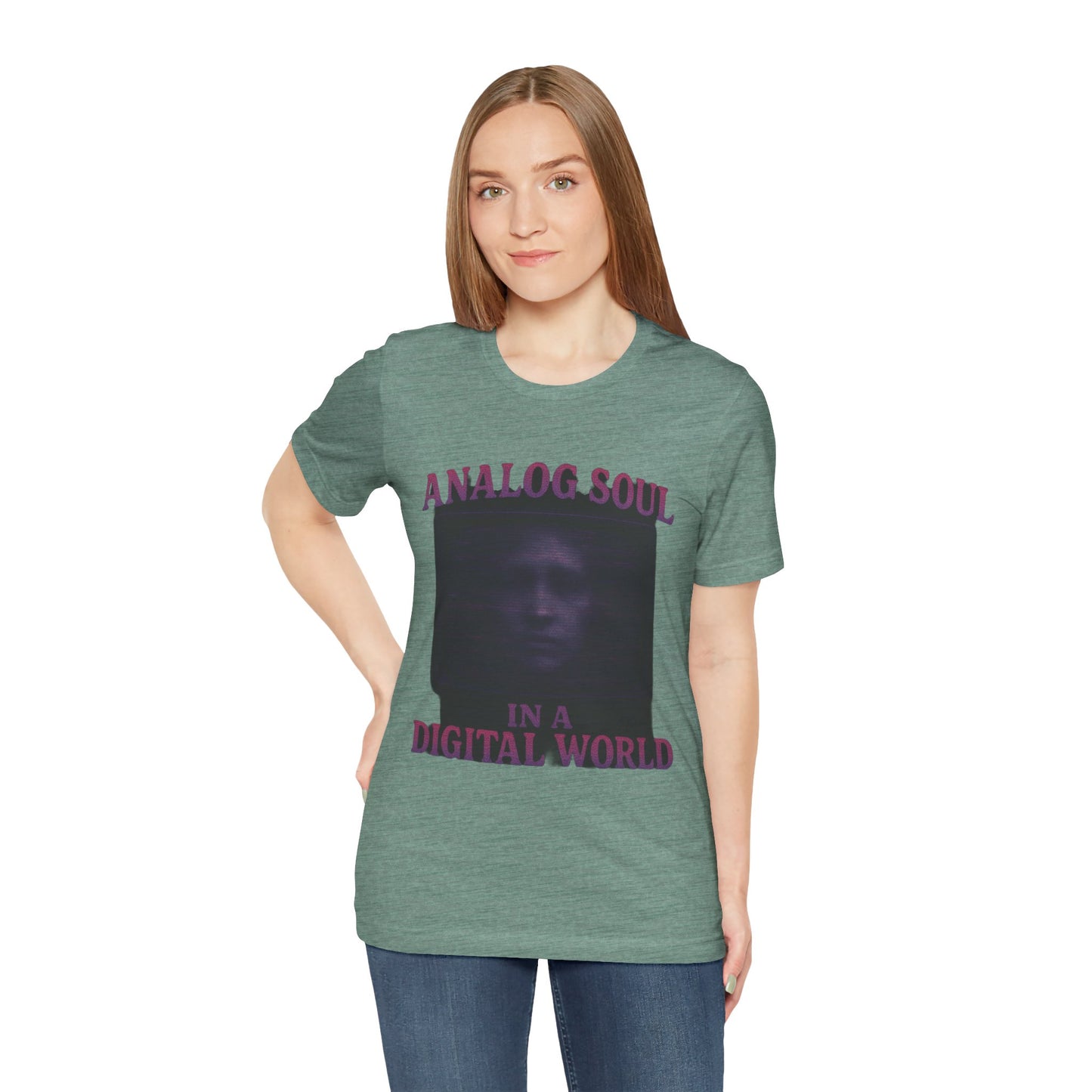 Analog Soul in a Digital World Unisex Jersey Tee, Vintage Graphic T-Shirt, Retro Aesthetic Shirt, Casual Wear, Gift for Tech Lovers, Unisex Fashion