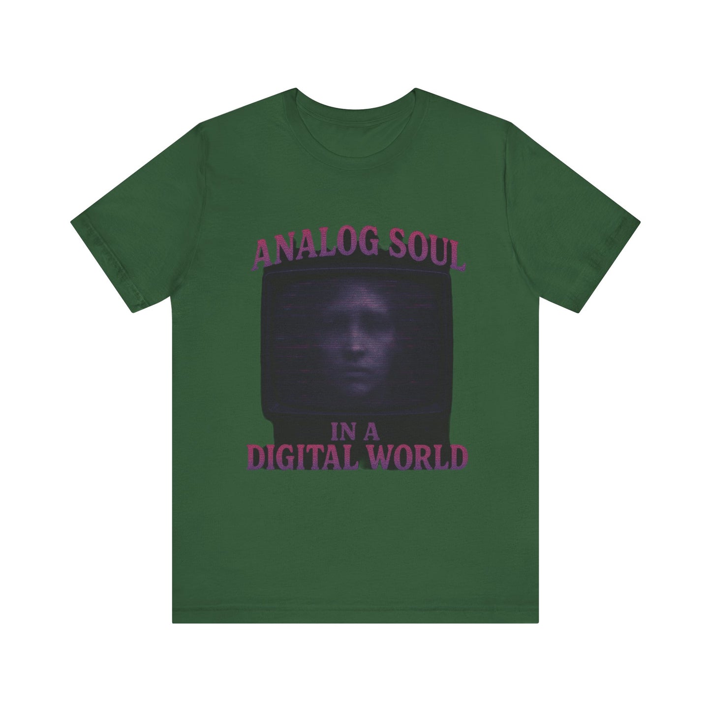 Analog Soul in a Digital World Unisex Jersey Tee, Vintage Graphic T-Shirt, Retro Aesthetic Shirt, Casual Wear, Gift for Tech Lovers, Unisex Fashion