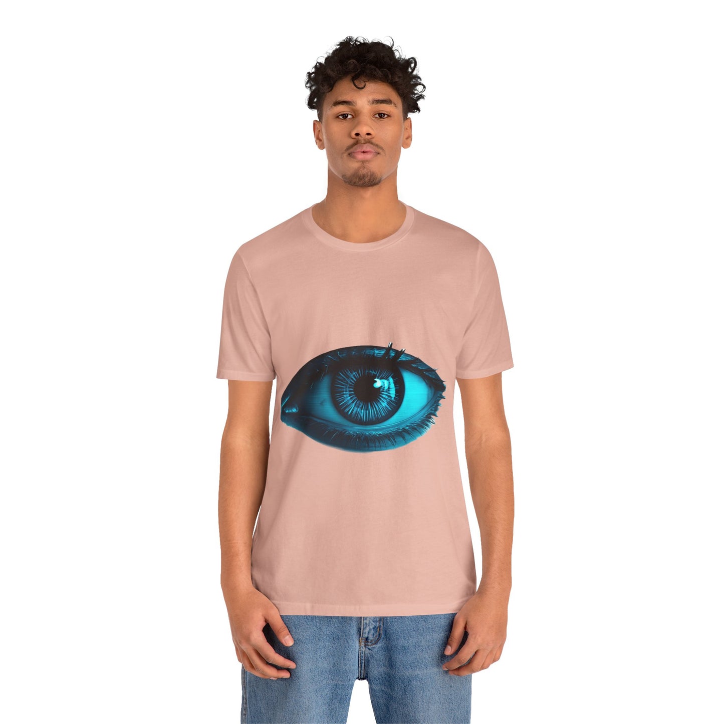 Distorted Cybernetic Gaze Eye-Catching Unisex Tee: Unique Graphic Tee, Perfect for Casual Wear, Eye Design Shirt, Trendy Gift, Statement Fashion