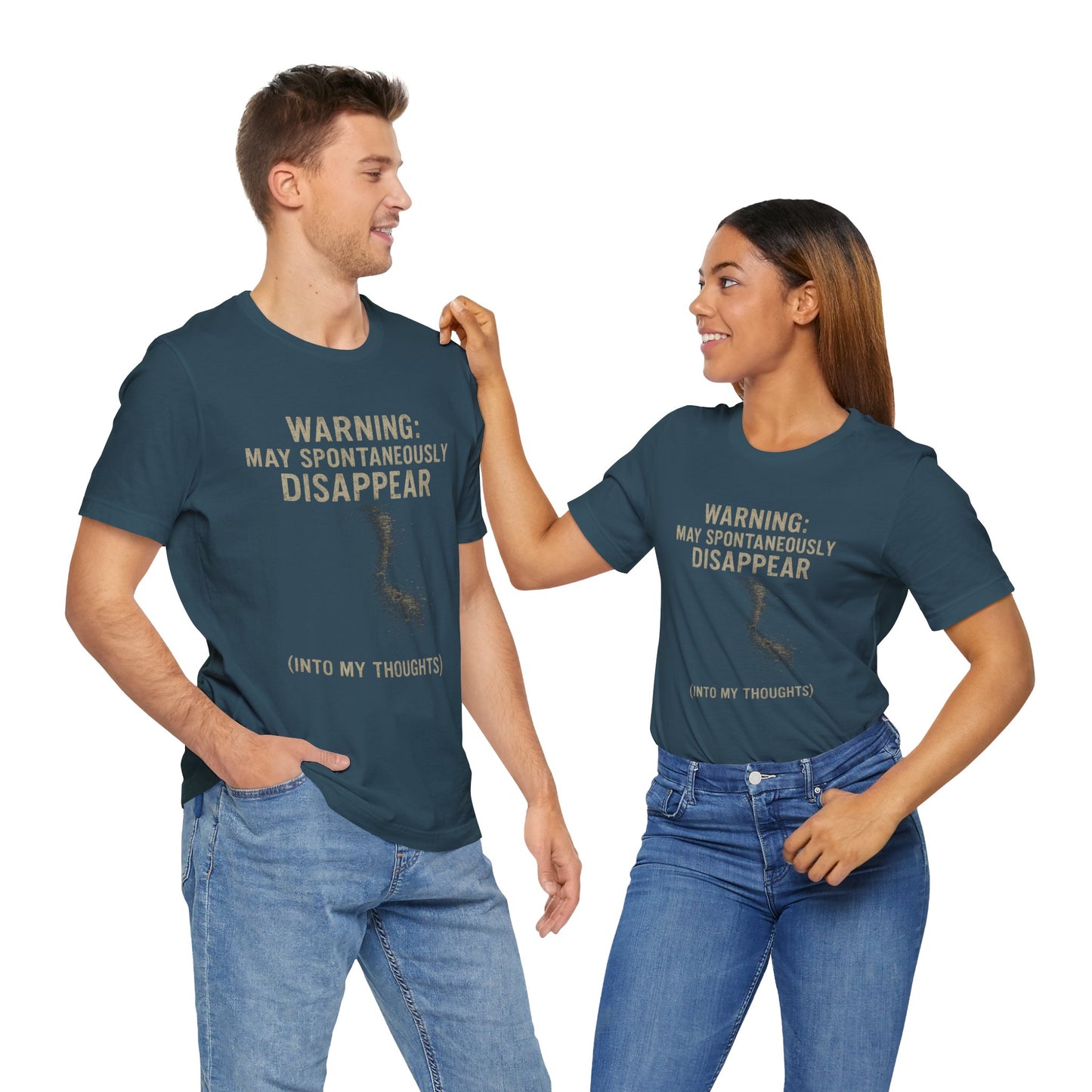 Spontaneous Disappearance Warning Tee - Unisex Jersey Short Sleeve Tee, Warning Shirt, Casual Humor Gift, Thoughtfulness Tee, Fun Daywear