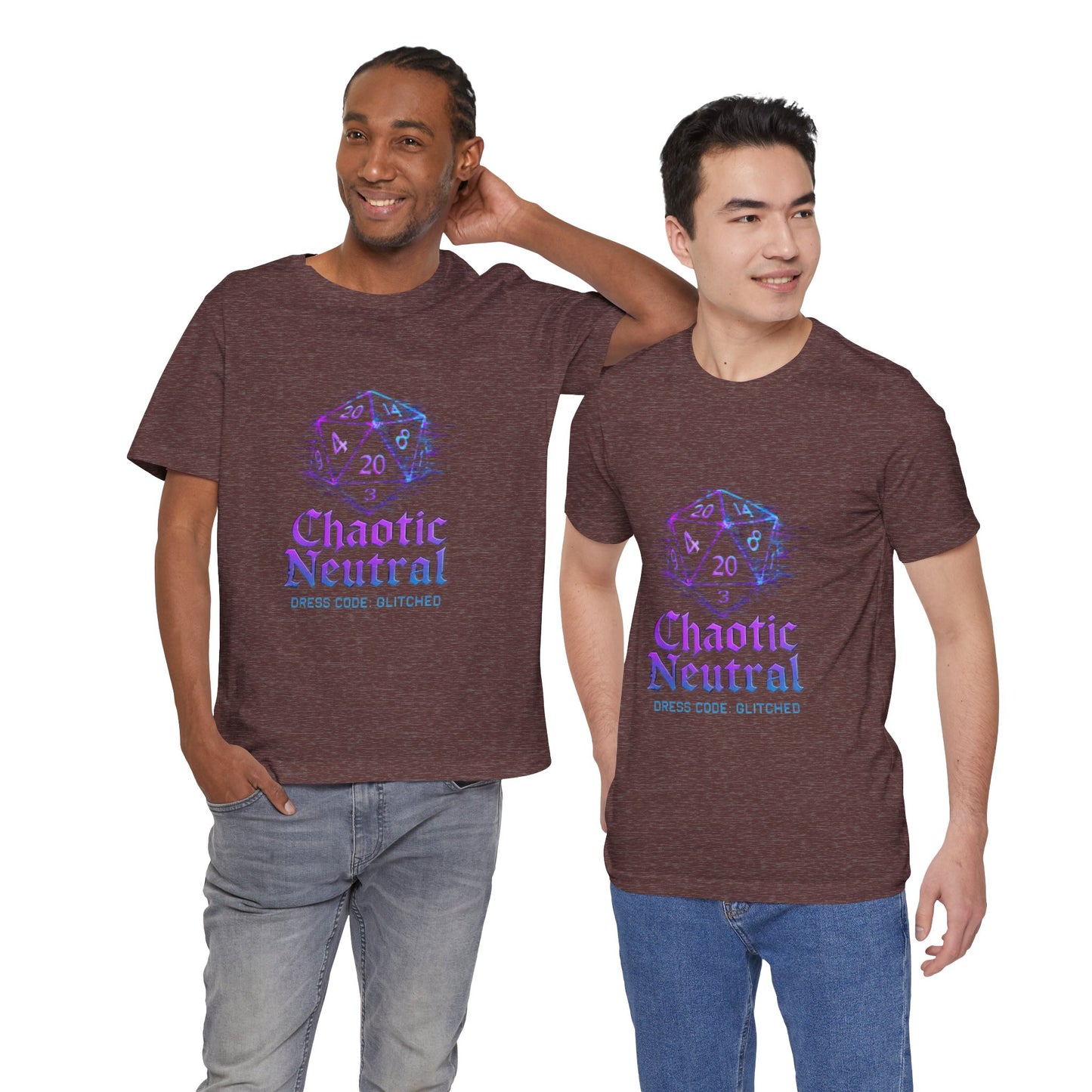 Chaotic Neutral (Glitched) Unisex Tee, Fun Graphic T-Shirt, Gamer Apparel, Roleplaying Shirt, Dungeons & Dragons Gift, Casual Wear