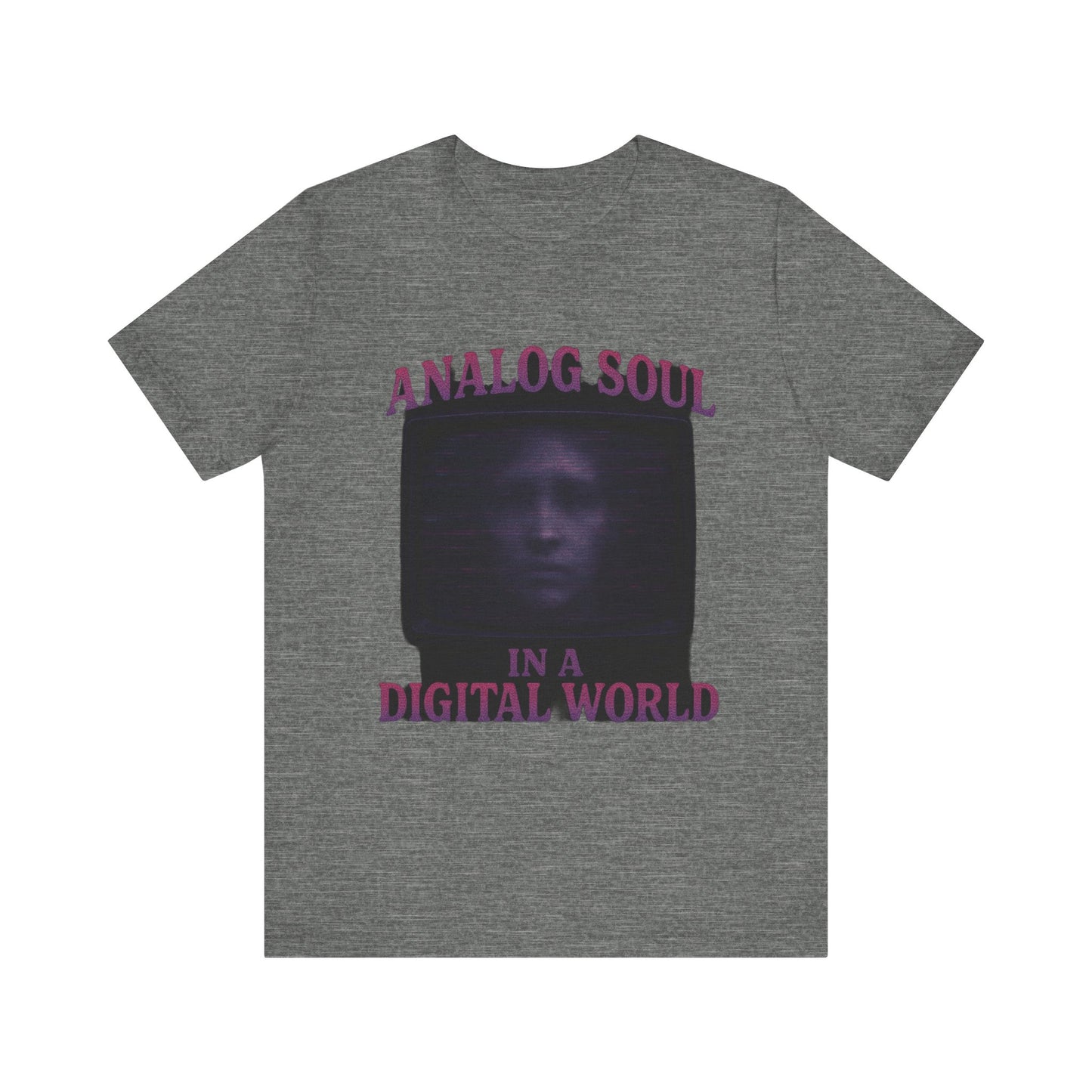 Analog Soul in a Digital World Unisex Jersey Tee, Vintage Graphic T-Shirt, Retro Aesthetic Shirt, Casual Wear, Gift for Tech Lovers, Unisex Fashion