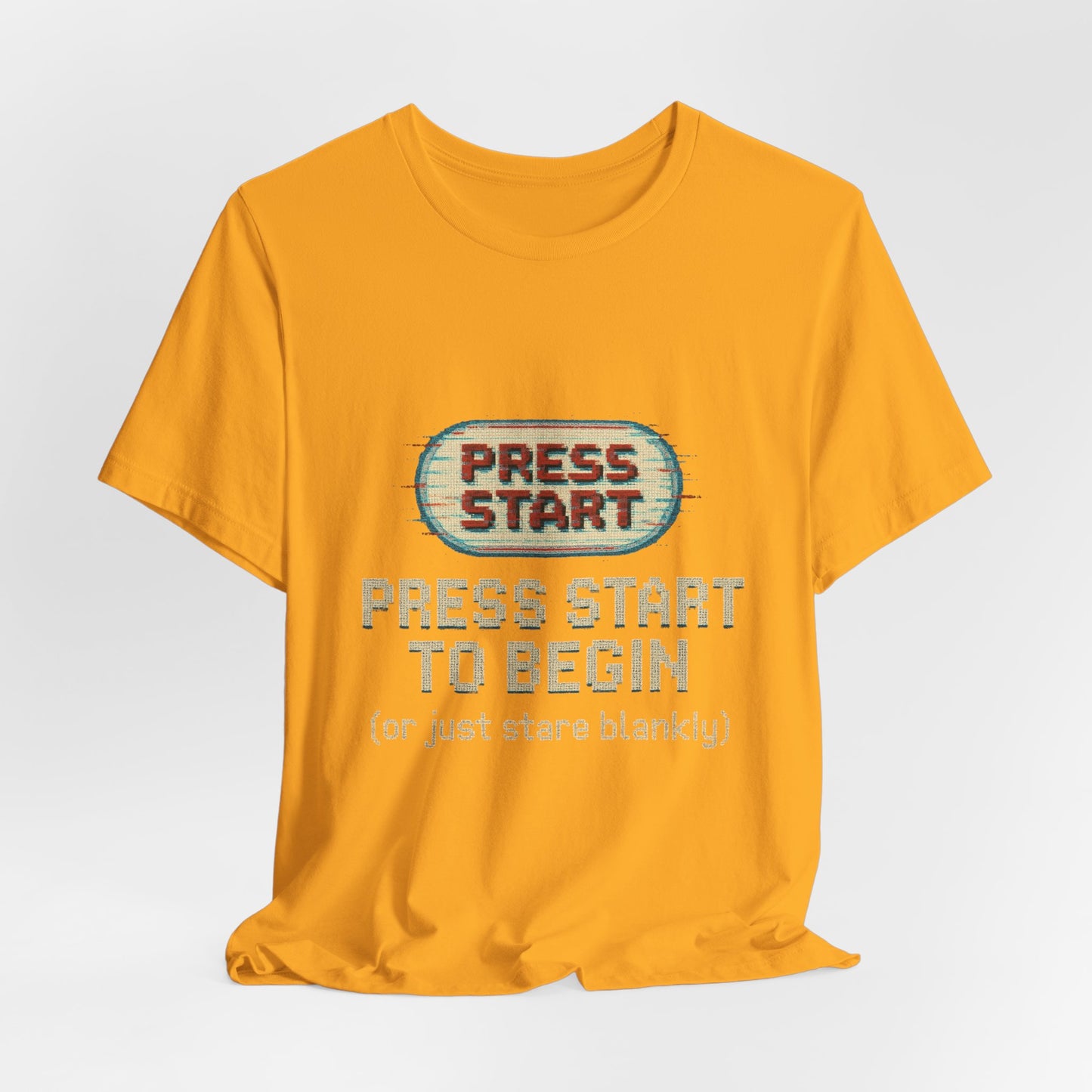 Press Start (or Stare) Unisex Tee, Gamer Shirt, Video Game Gift, Retro Gaming Top, Casual Wear, Fun Graphic T-Shirt