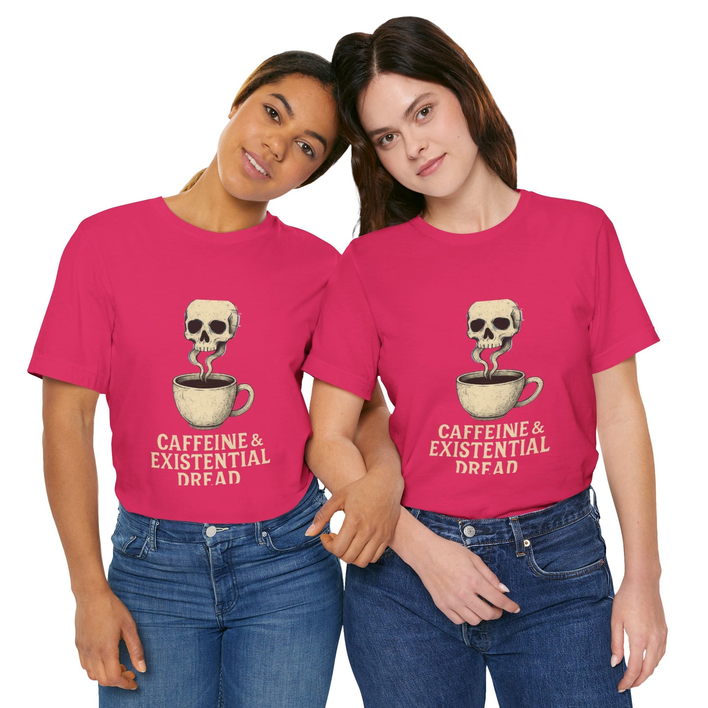 Caffeine & Existential Dread Tee, Unisex T-Shirt for Coffee Lovers, Casual Apparel, Great for Gifting, Perfect for Everyday Wear