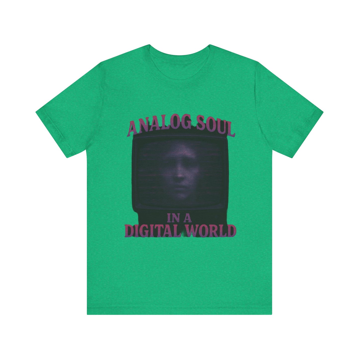 Analog Soul in a Digital World Unisex Jersey Tee, Vintage Graphic T-Shirt, Retro Aesthetic Shirt, Casual Wear, Gift for Tech Lovers, Unisex Fashion